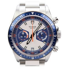 Tudor Stainless Steel Heritage Chrono Blue Automatic Chronograph Wristwatch
