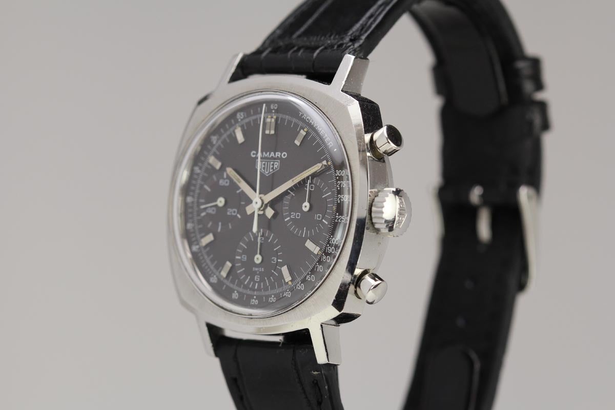 Heuer Camaro chronograph in stainless steel with the Valjoux 72 manual-wind movement, circa 1970s