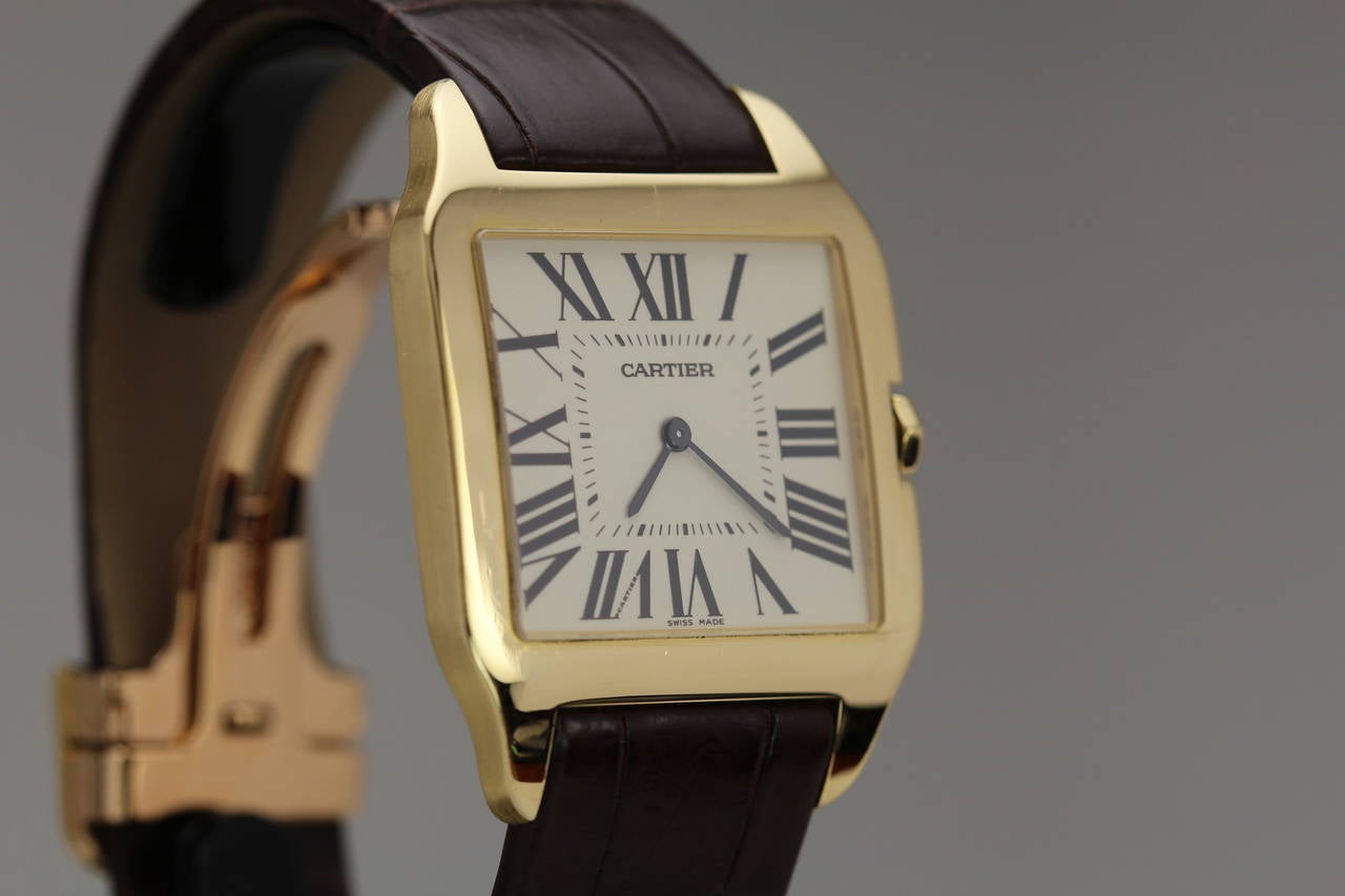 Cartier Yellow Gold Santos manual-wind Wristwatch  In Good Condition In Miami Beach, FL