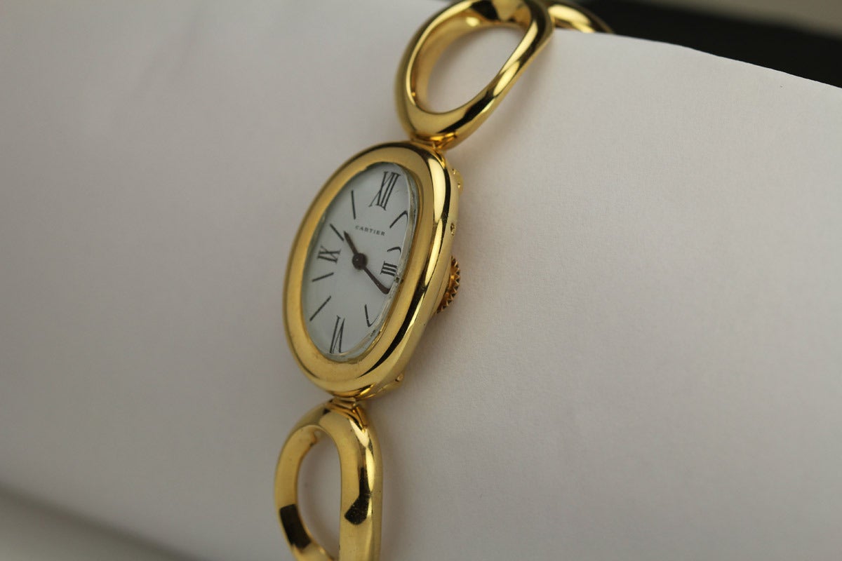 Cartier Lady's Yellow Gold Baignoire Bracelet Watch circa 1960s 1