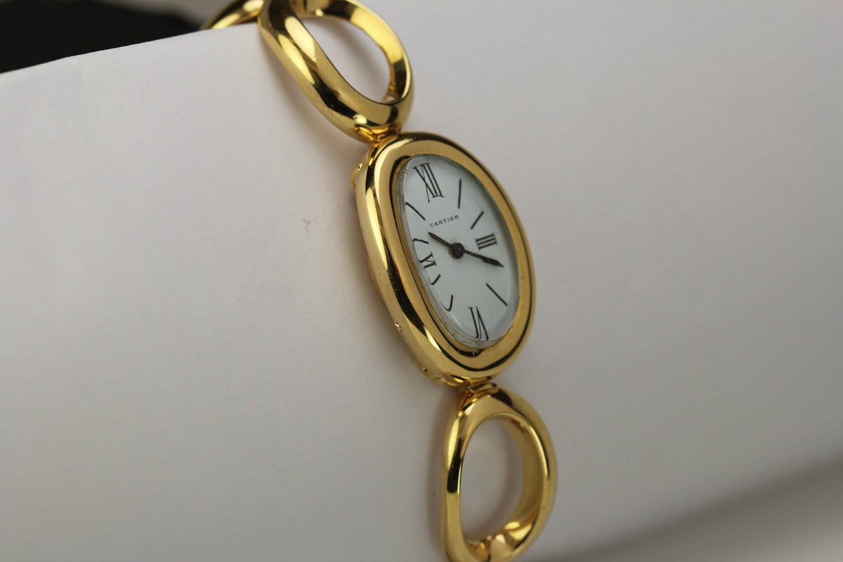 Cartier Lady's Yellow Gold Baignoire Bracelet Watch circa 1960s 2