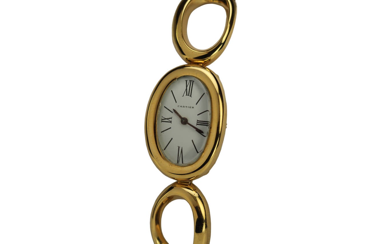 Cartier Lady's Yellow Gold Baignoire Bracelet Watch circa 1960s 3