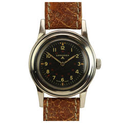 Longines Stainless Steel Military Wristwatch circa 1940s