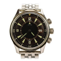 Retro Jaeger-LeCoultre Stainless Steel Polaris Diver's Alarm Wristwatch