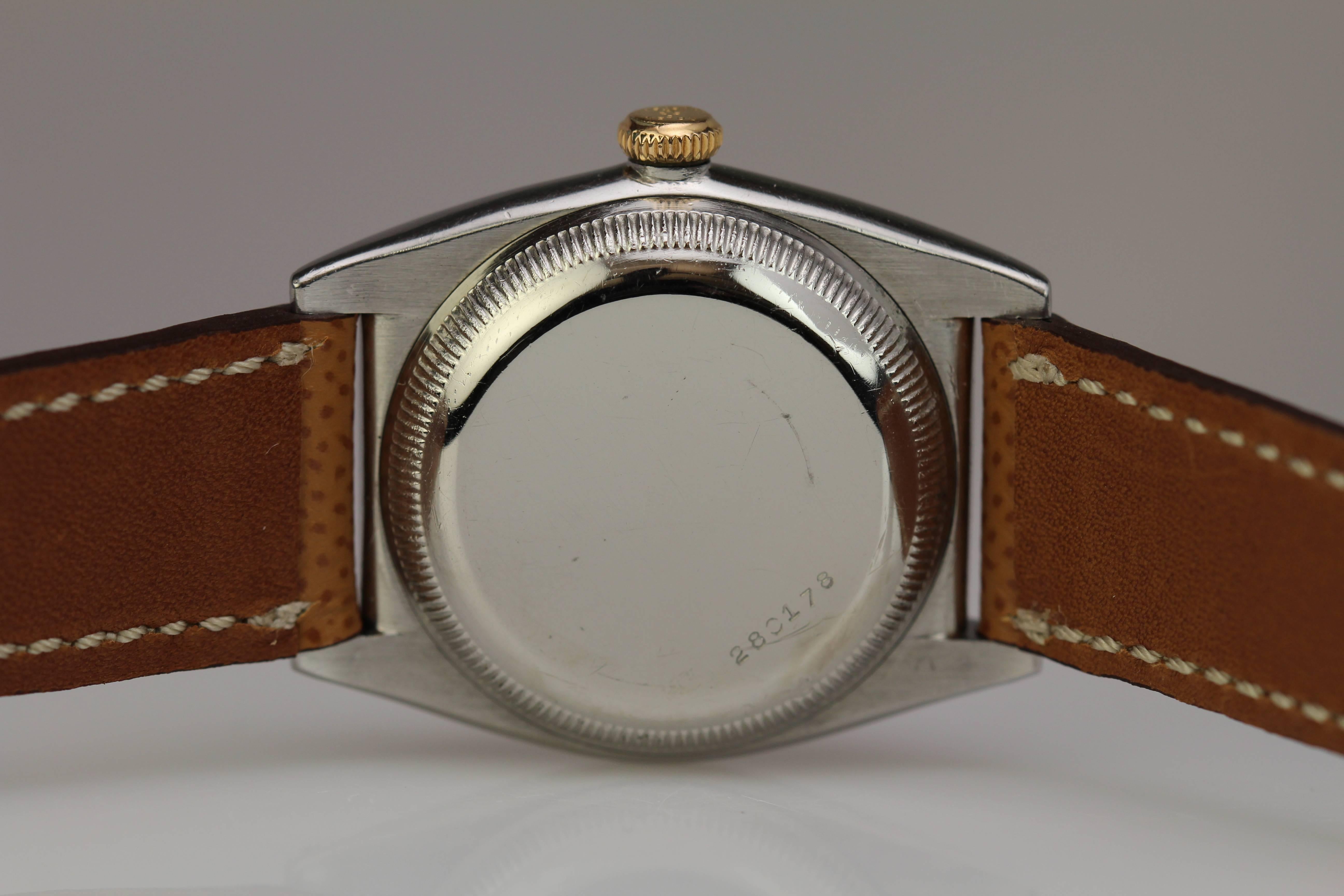 Women's or Men's Rolex Rose Gold Stainless Steel Chronometre Wristwatch Ref 3372