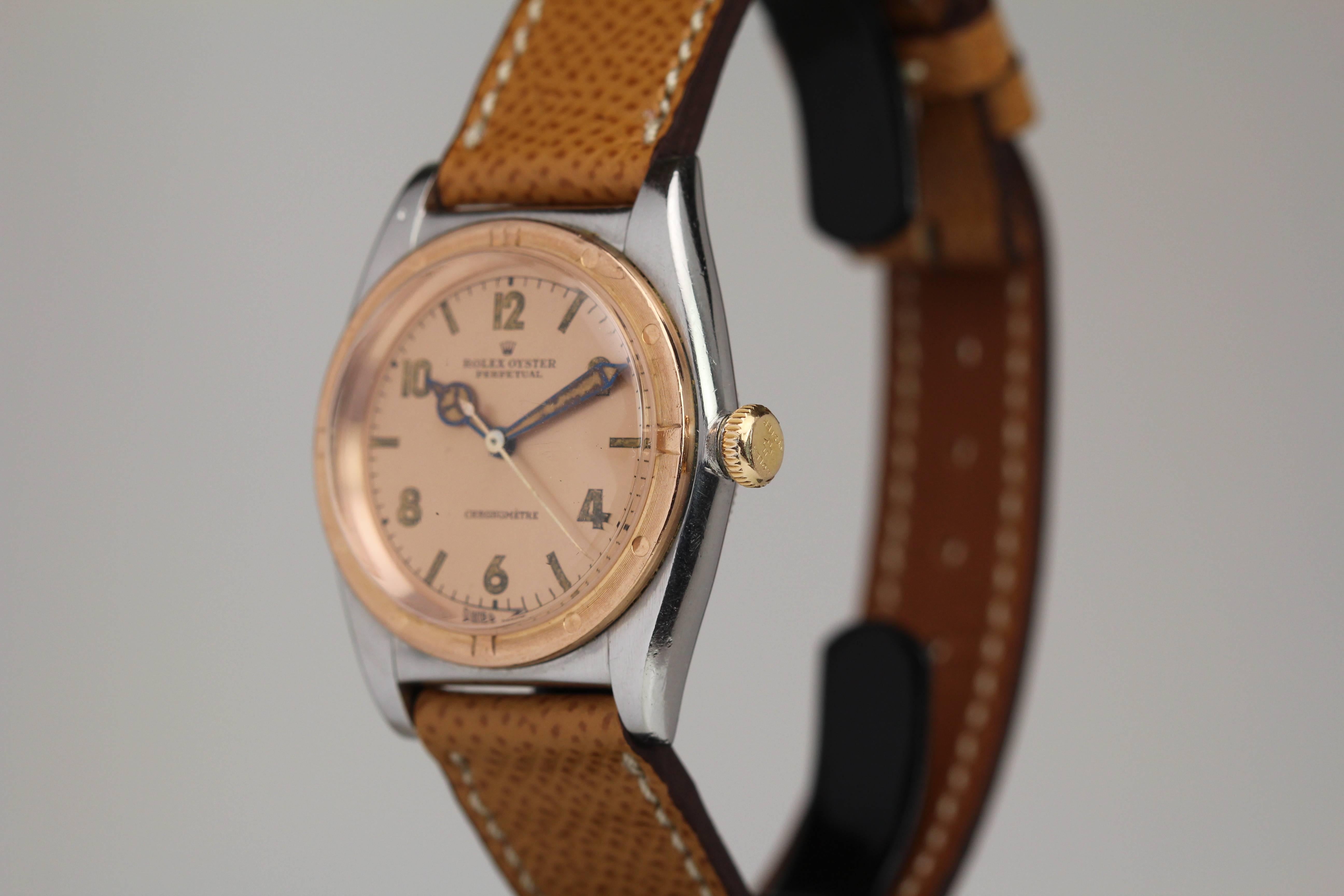 Rolex Rose Gold Stainless Steel Chronometre Wristwatch Ref 3372 1