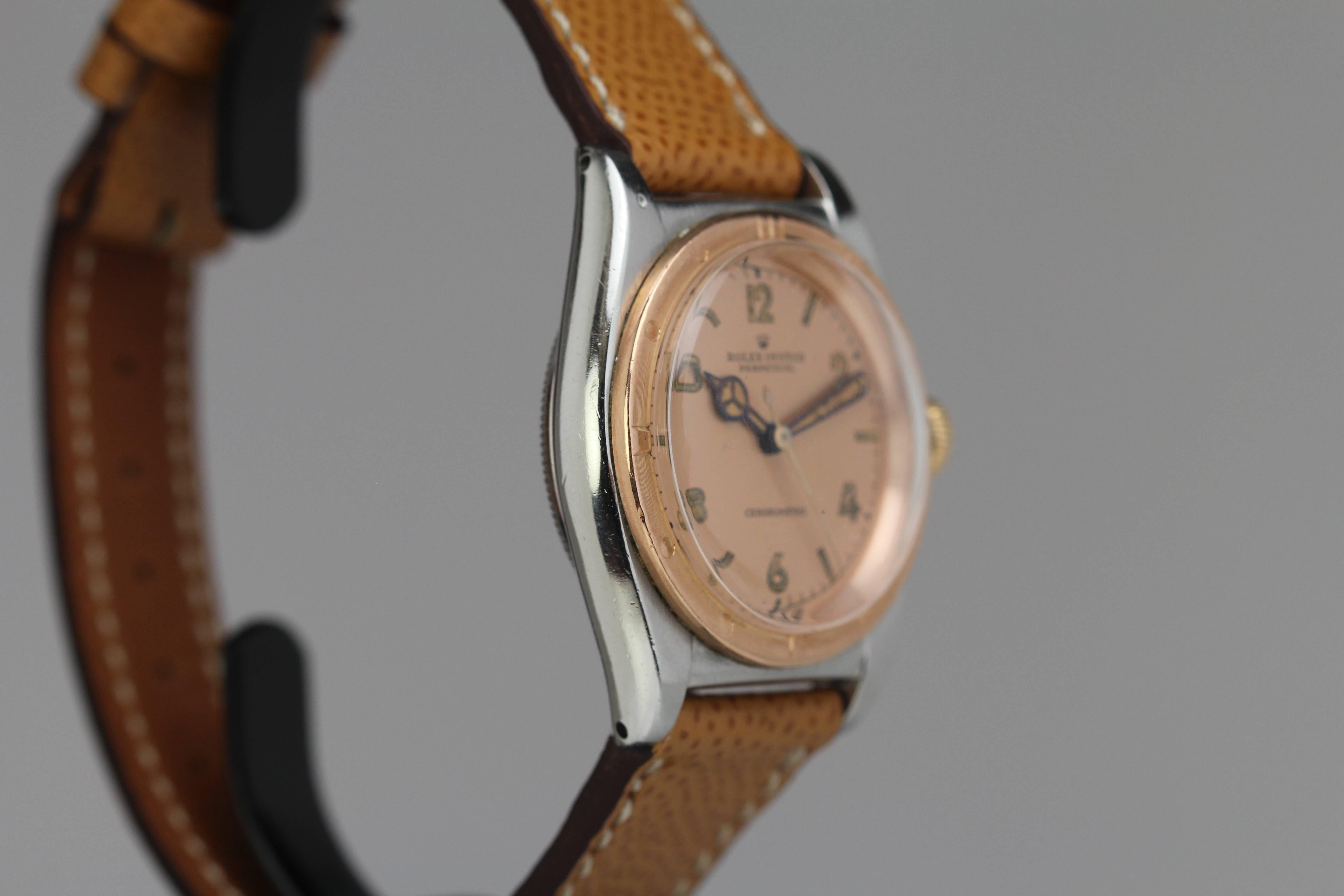 Rolex Rose Gold Stainless Steel Chronometre Wristwatch Ref 3372 2