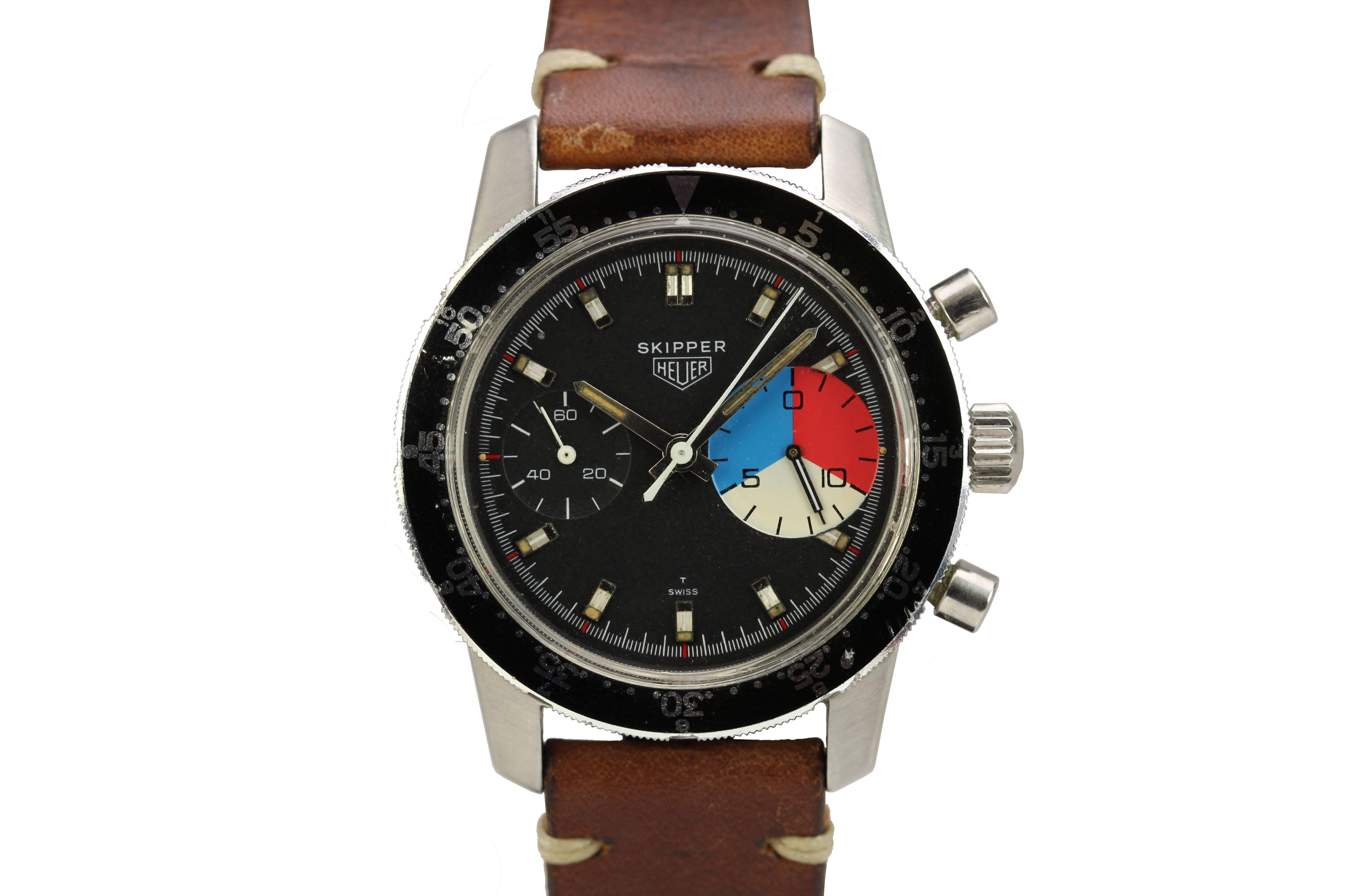 Heuer Skipper Edelstahl Ref 7764 Armbanduhr ca. 1968