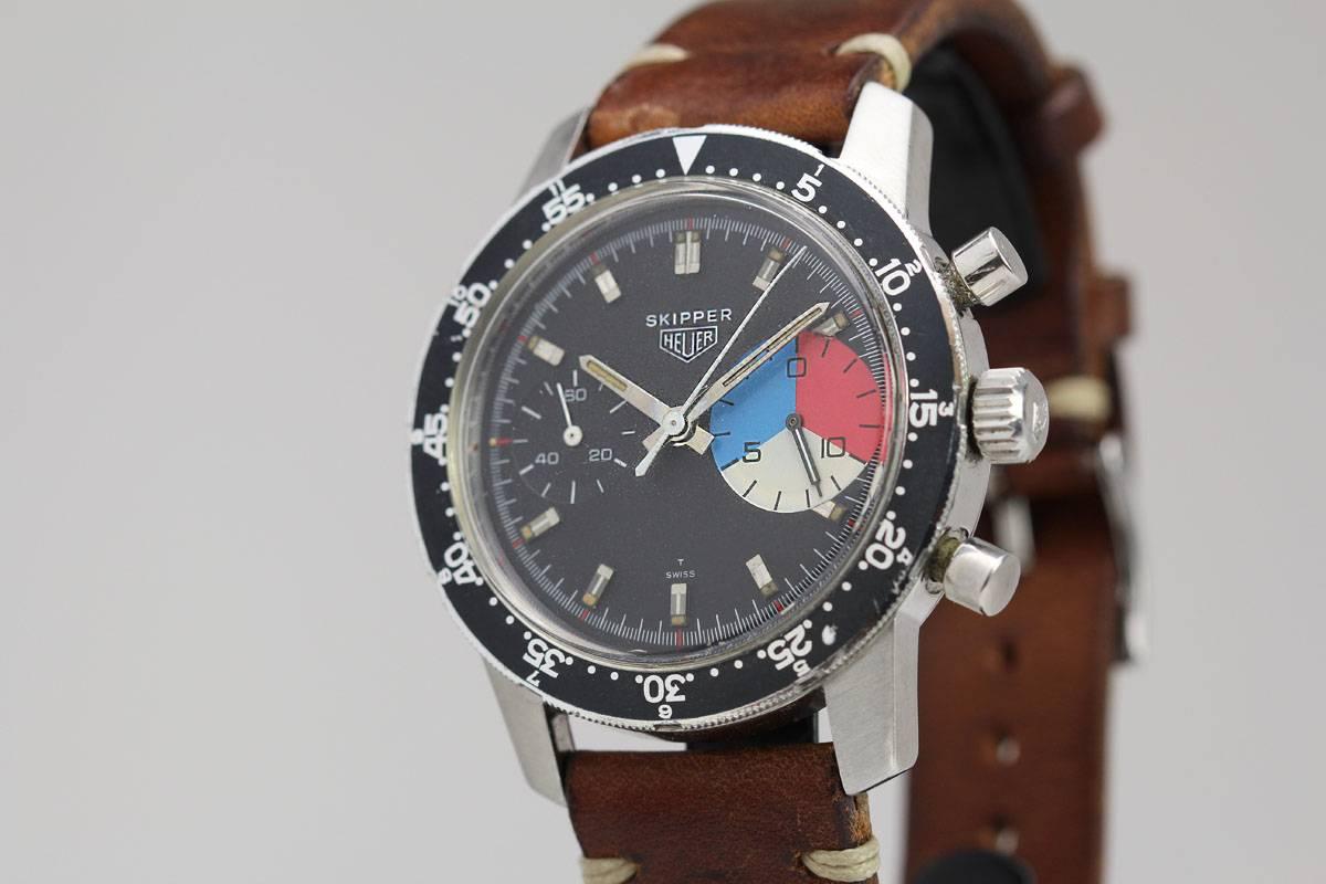 Heuer Skipper Edelstahl Ref 7764 Armbanduhr ca. 1968 Herren