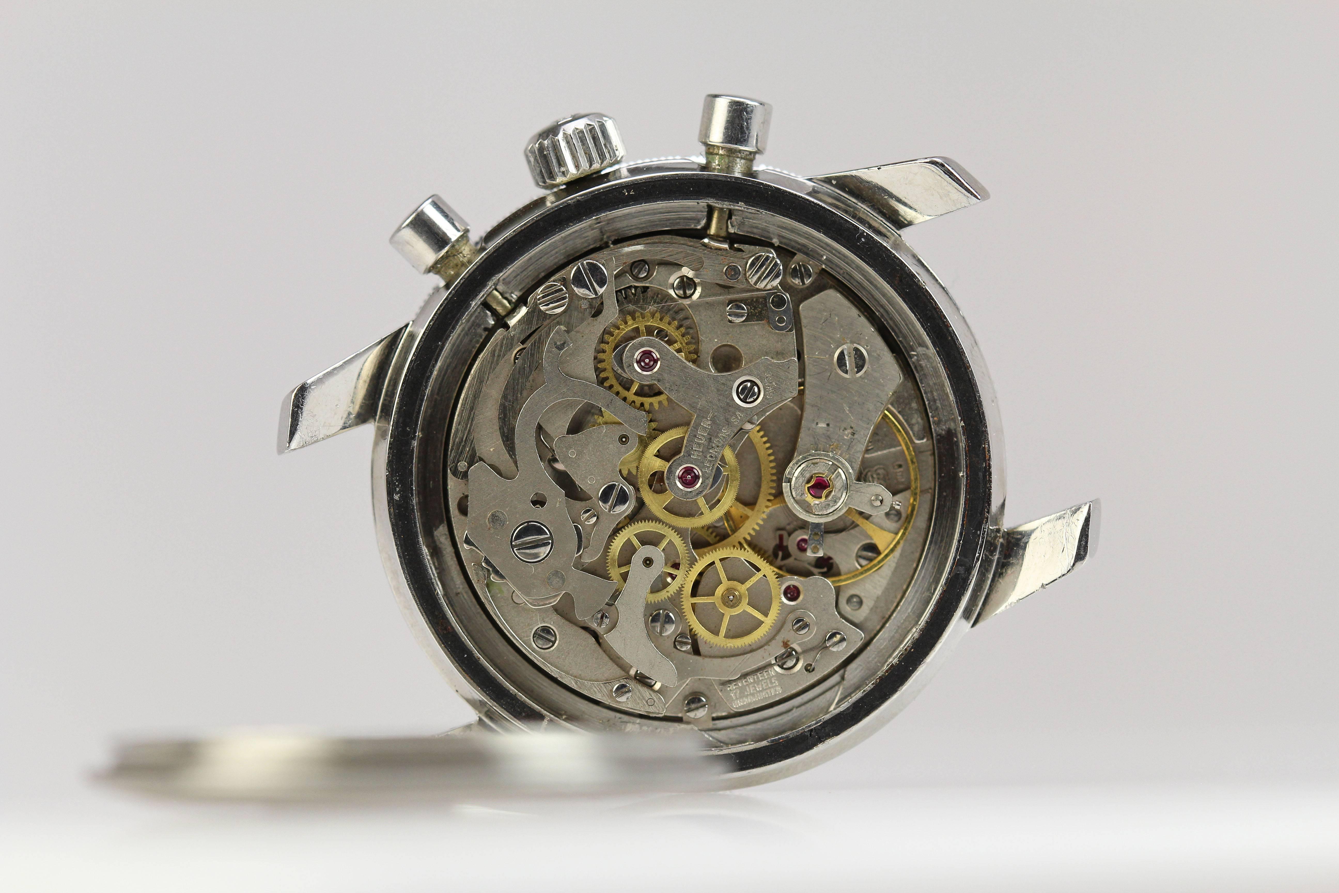 Heuer Skipper Edelstahl Ref 7764 Armbanduhr ca. 1968 2