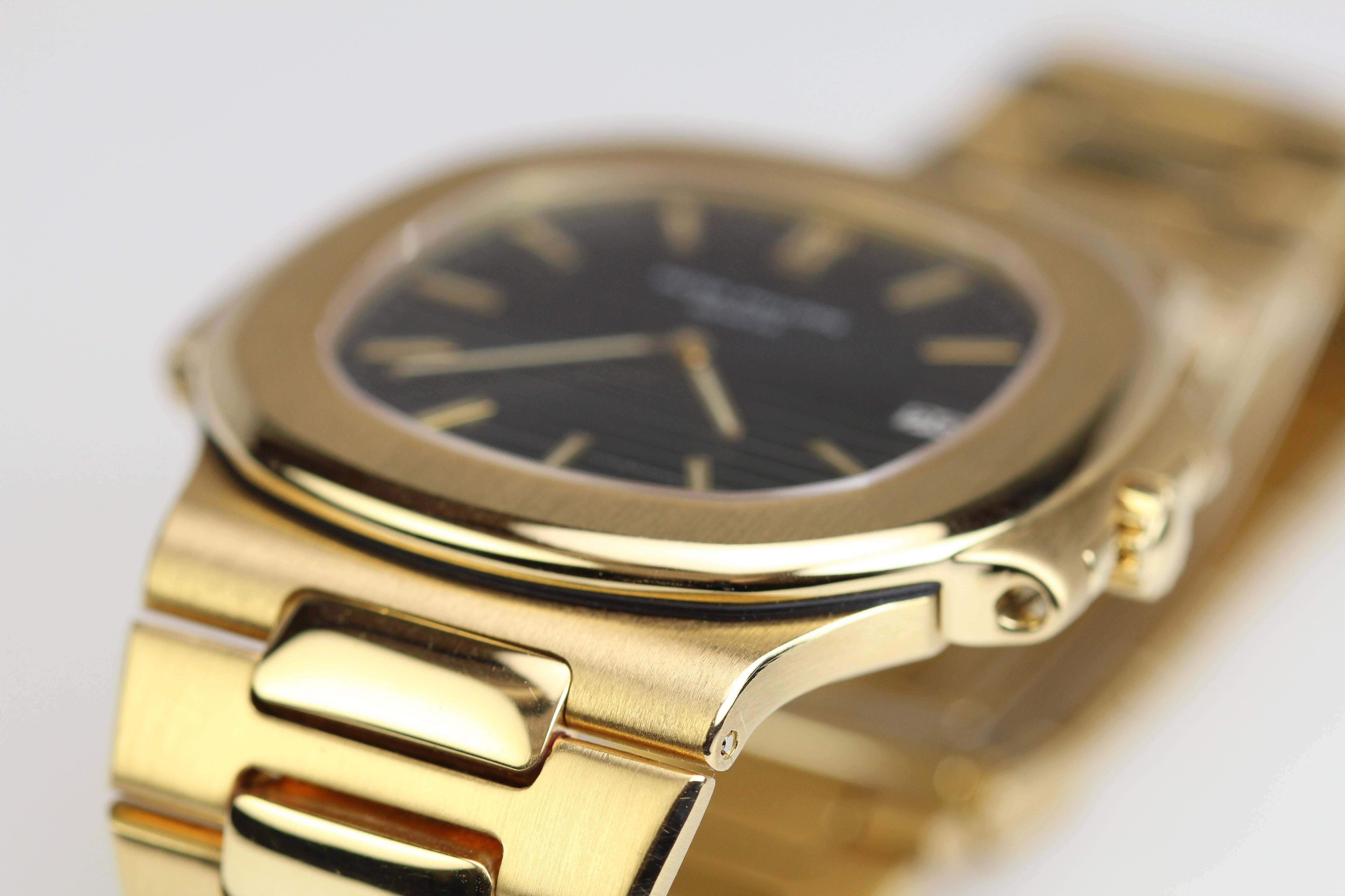 Patek Philippe Yellow Gold Jumbo Nautilus Wristwatch Ref 3700  2