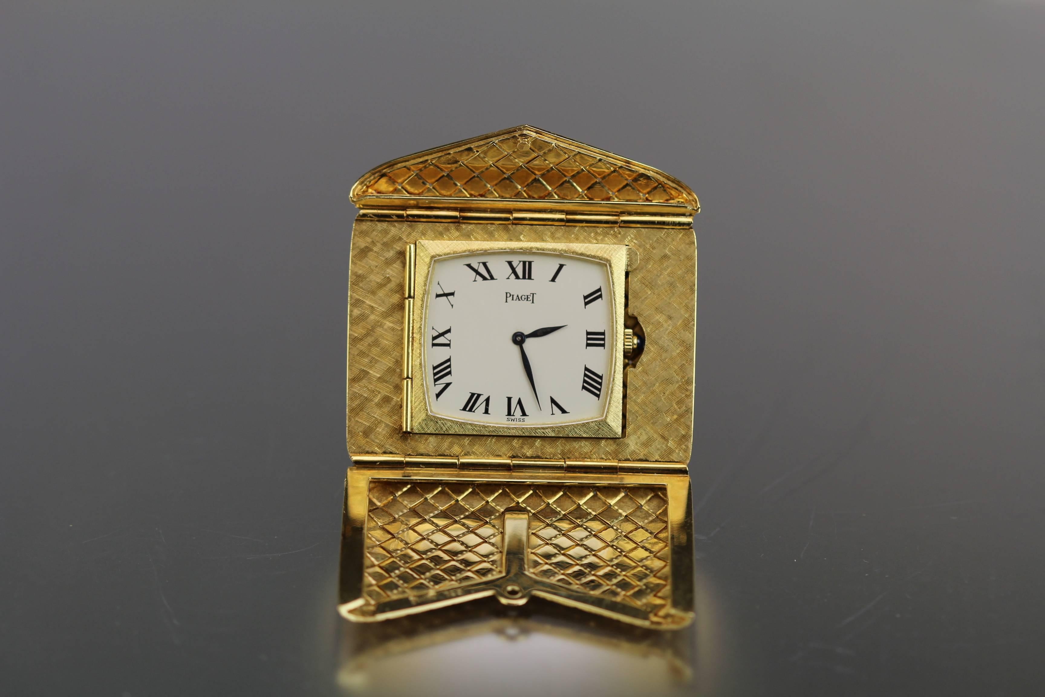 Piaget Yellow Gold Woven Envelope Travel Clock 1