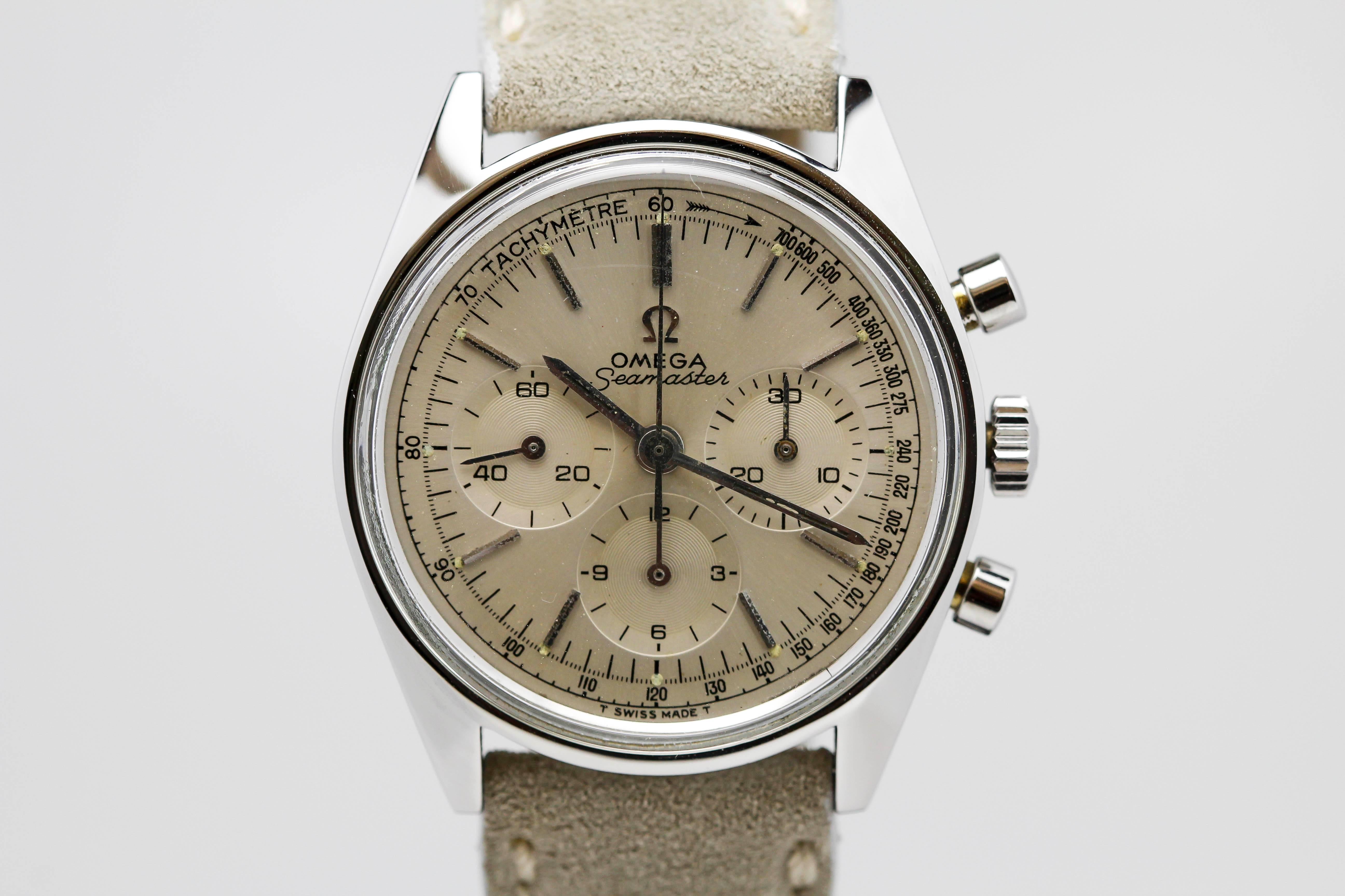 Omega Stainless Steel Seamaster Chronograph Wristwatch c. 1960's 3