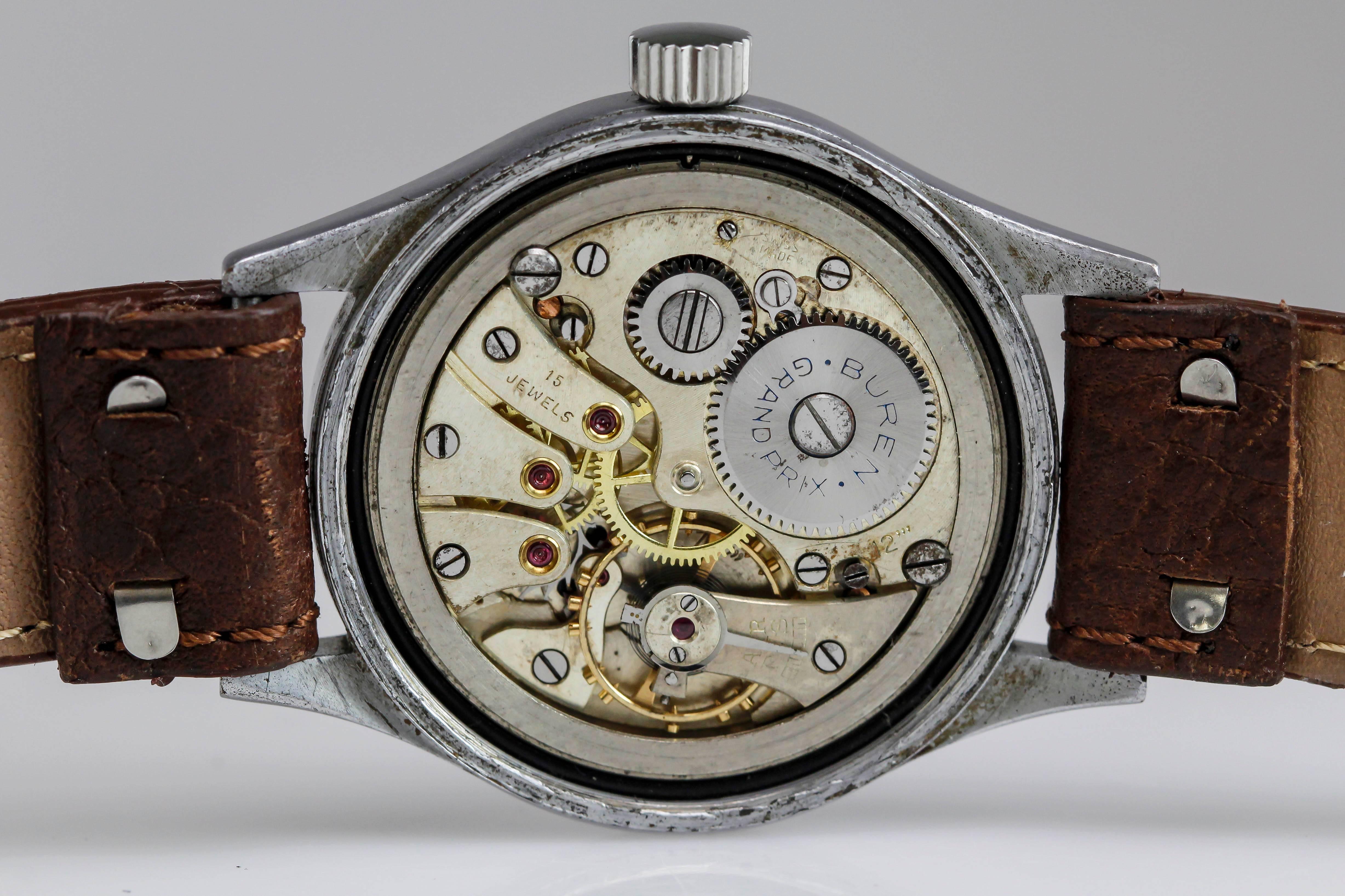 Buren Stainless Steel Grand Prix Military Wristwatch 2