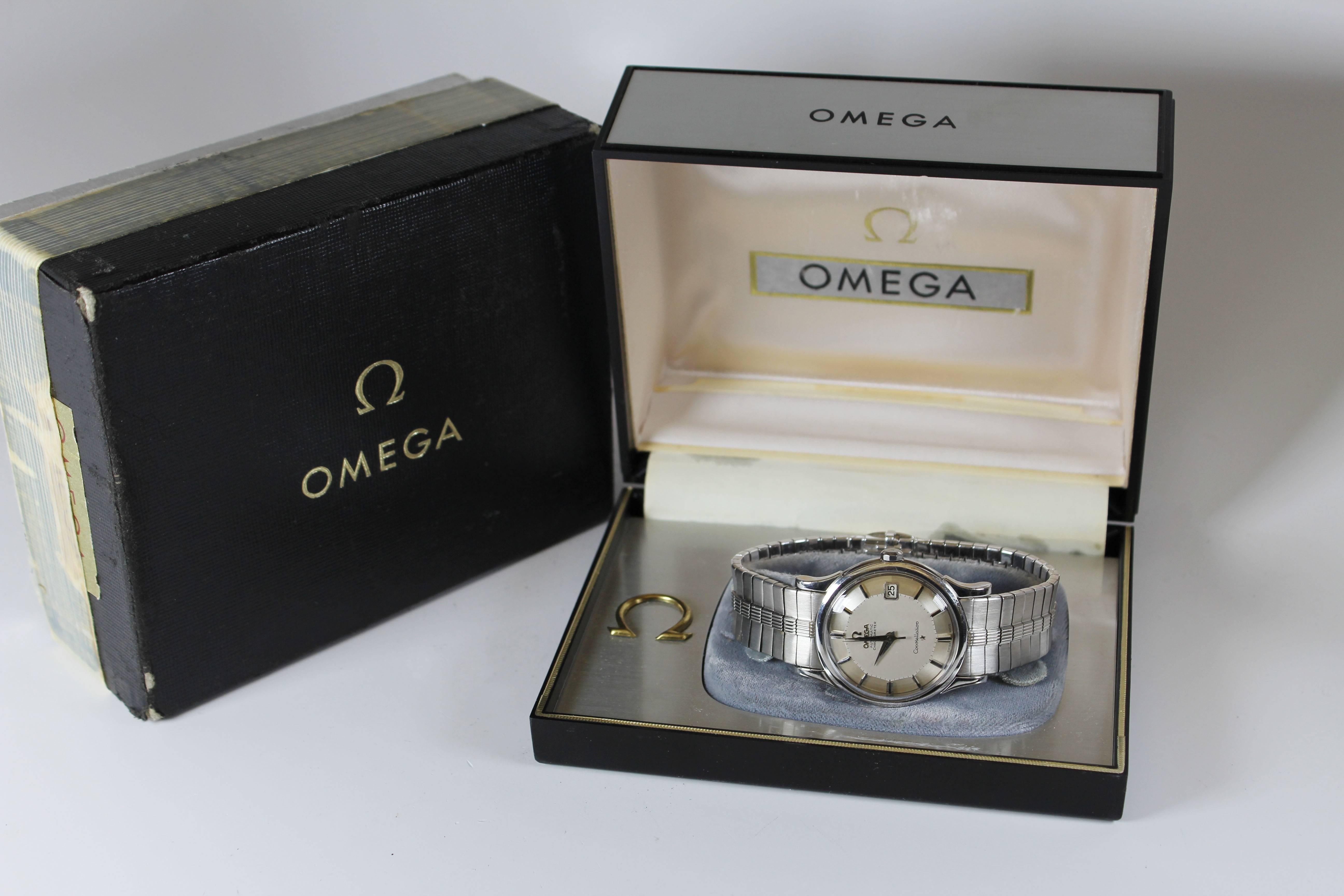 Omega White Gold Constellation Bracelet Wristwatch, circa 1960s 1