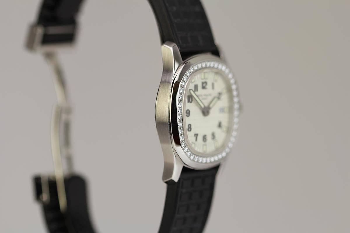 Patek Philippe Ladies Stainless Steel Diamond Bezel Aquanaut Luce Wristwatch In Excellent Condition In Miami Beach, FL