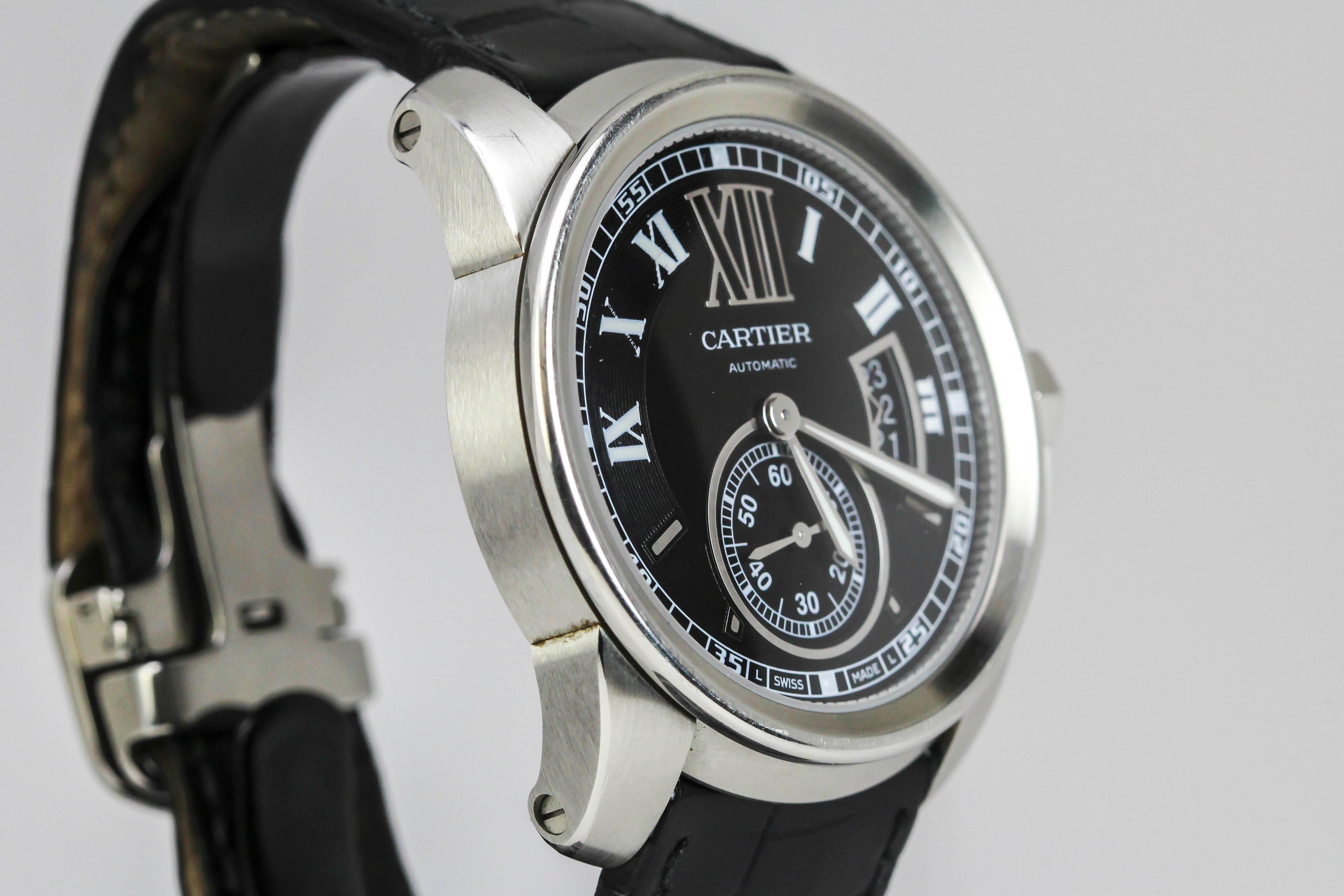 Cartier Stainless Steel Calibre de Cartier Automatic Wristwatch 1