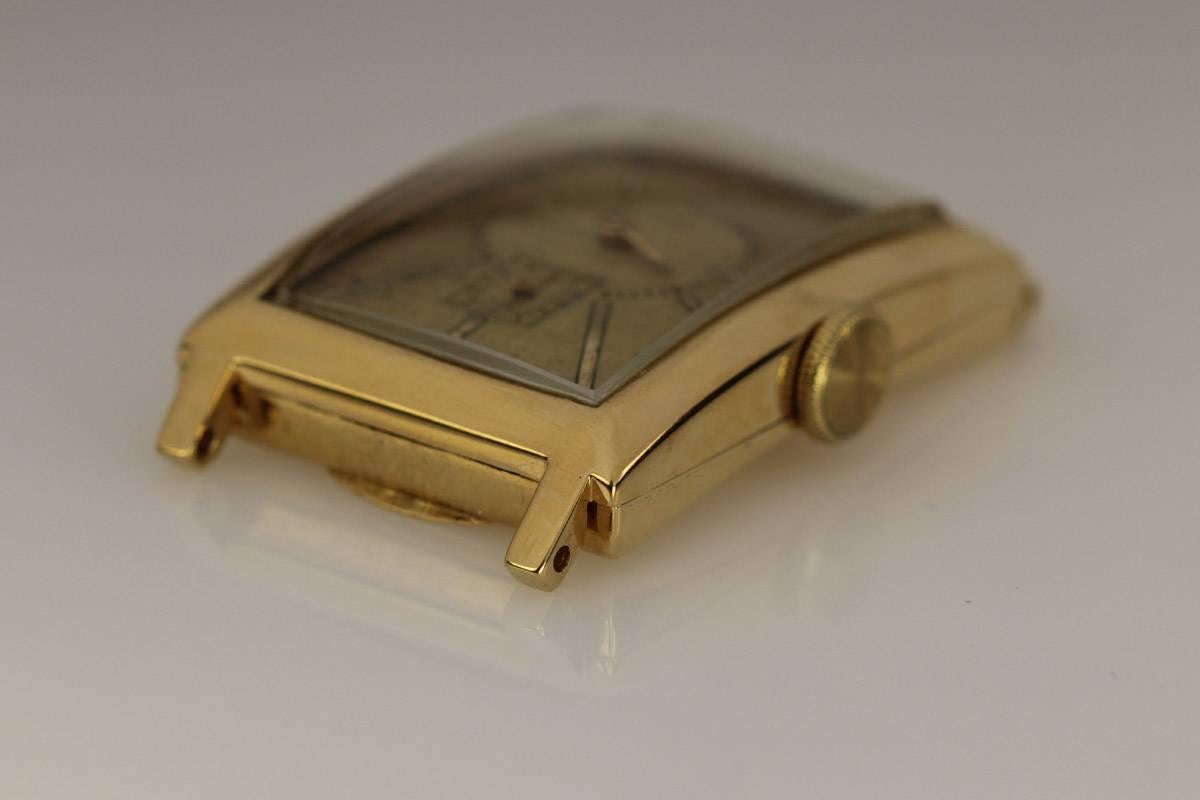 IWC Yellow Gold Hinged Back Tank Wristwatch In Good Condition In Miami Beach, FL