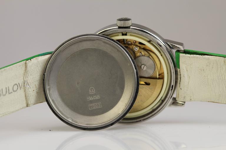 Bulova Stainless Steel Spinnaker Day Date Wristwatch In Good Condition For Sale In Miami Beach, FL