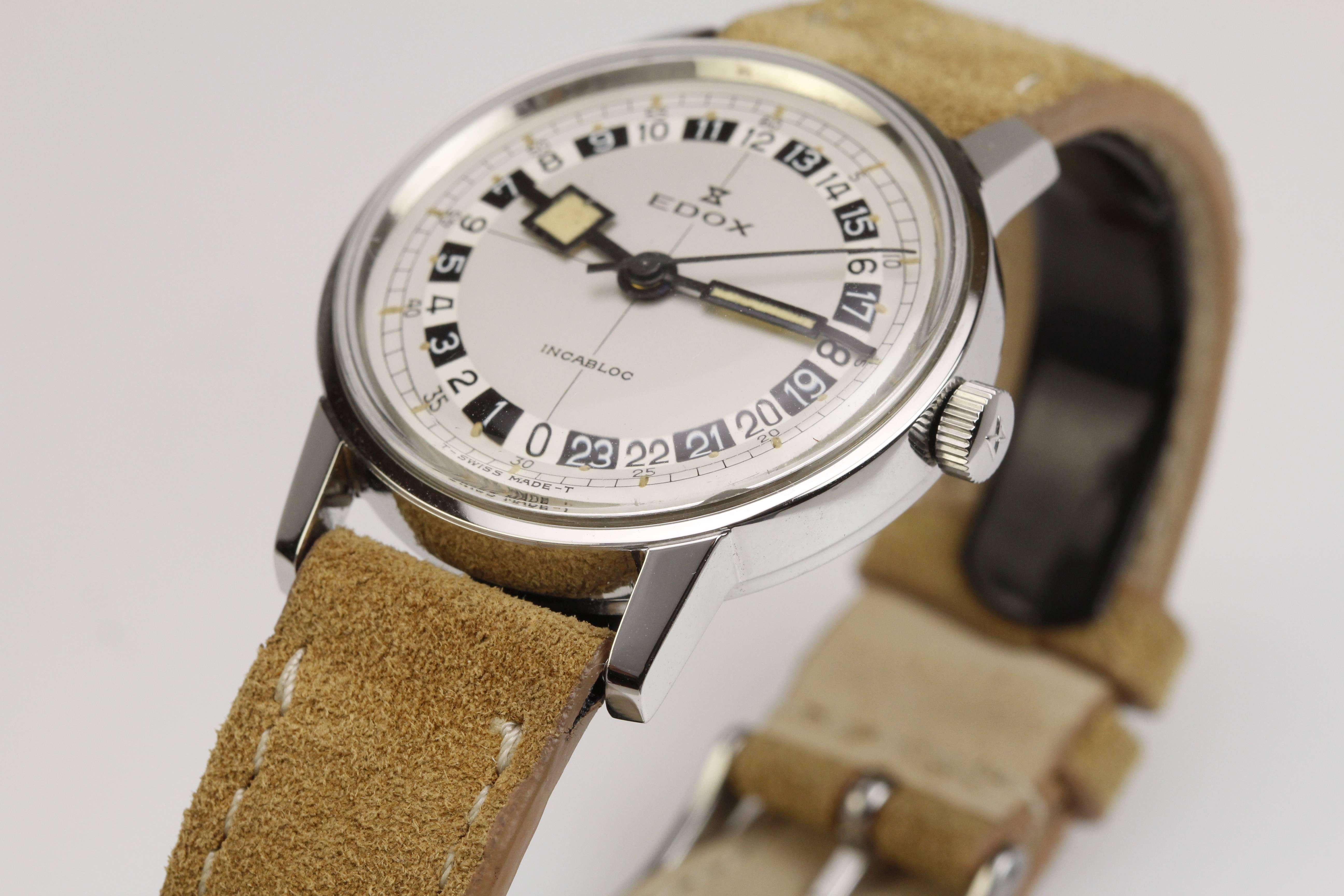 Edox Stainless Steel Incabloc Wristwatch  1