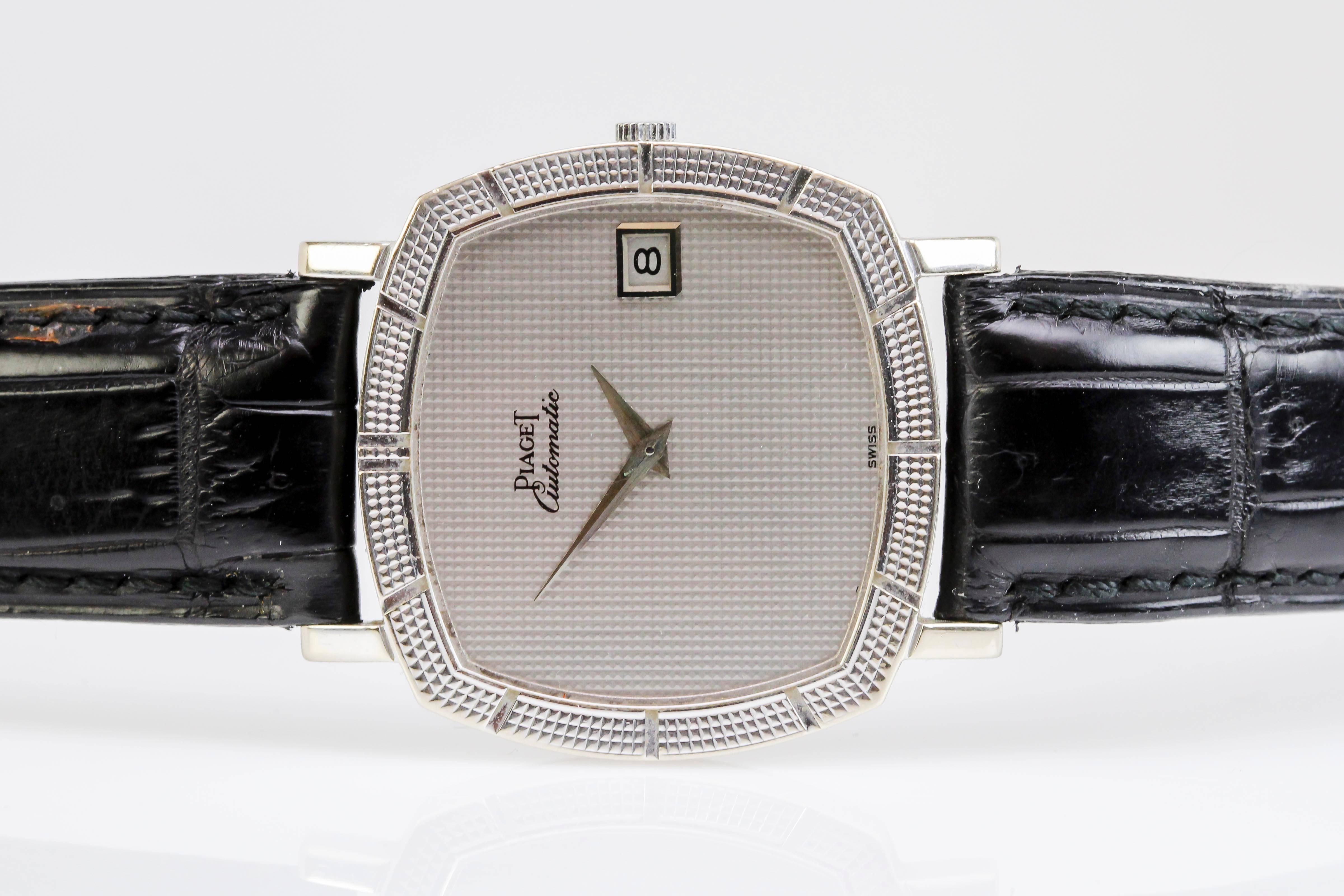 Men's Piaget White Gold Cushion Shaped Automatic Wristwatch 