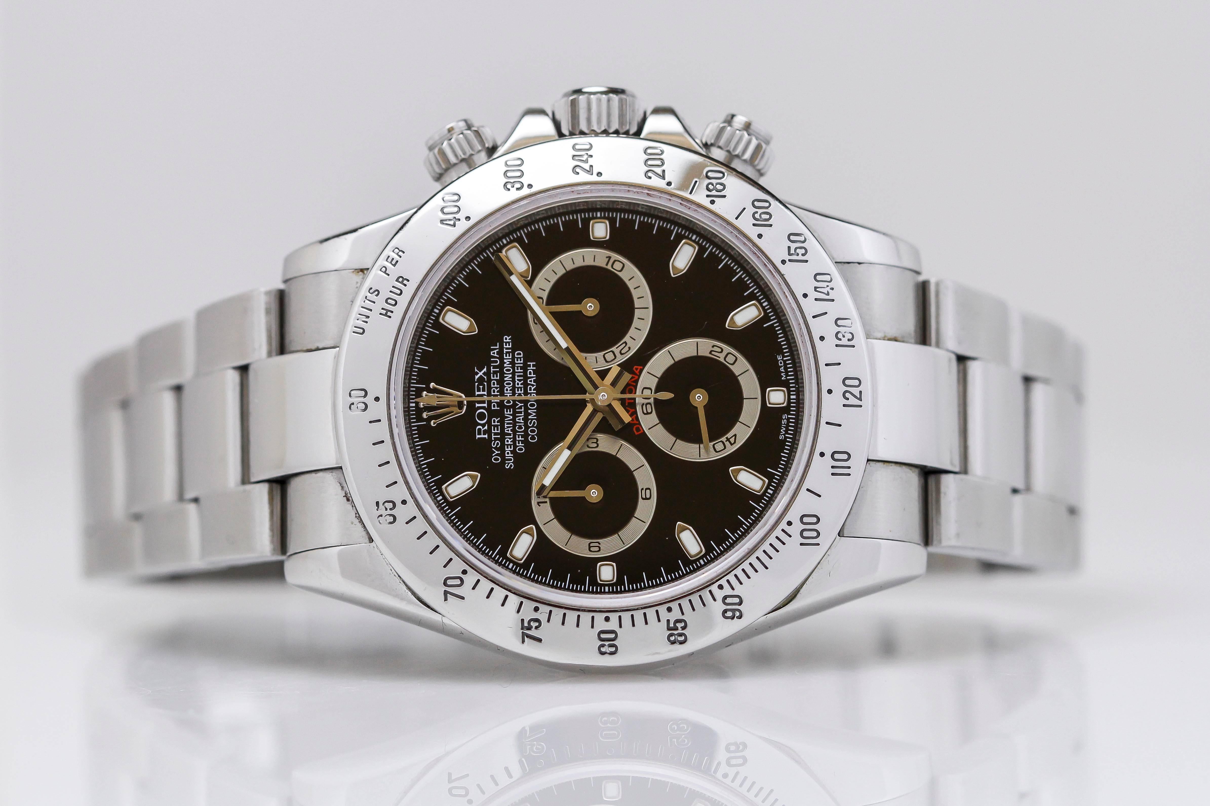 Rolex Stainless Steel Daytona Black Dial Automatic Wristwatch Ref 116520 1