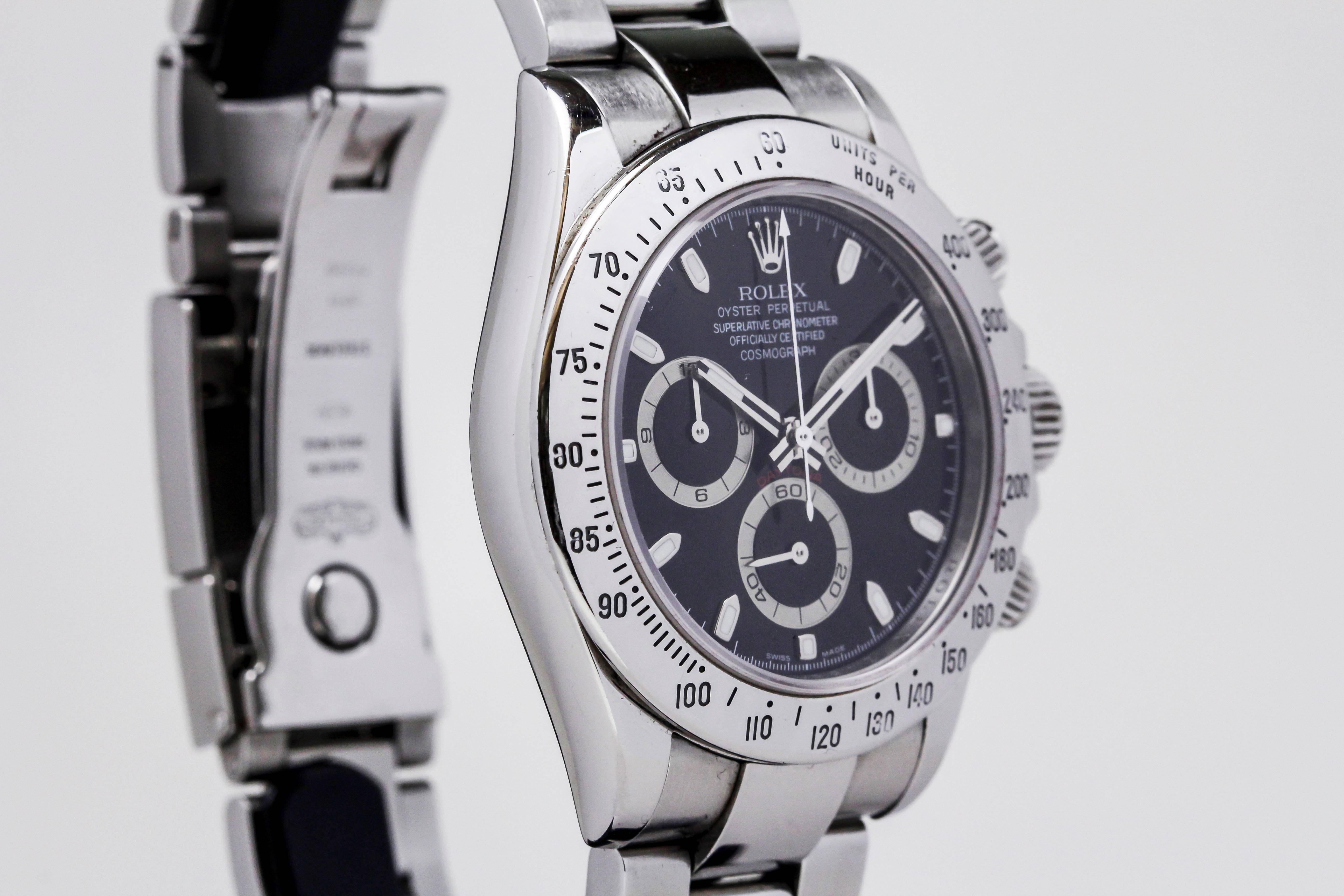 Rolex Stainless Steel Daytona Black Dial Automatic Wristwatch Ref 116520 3