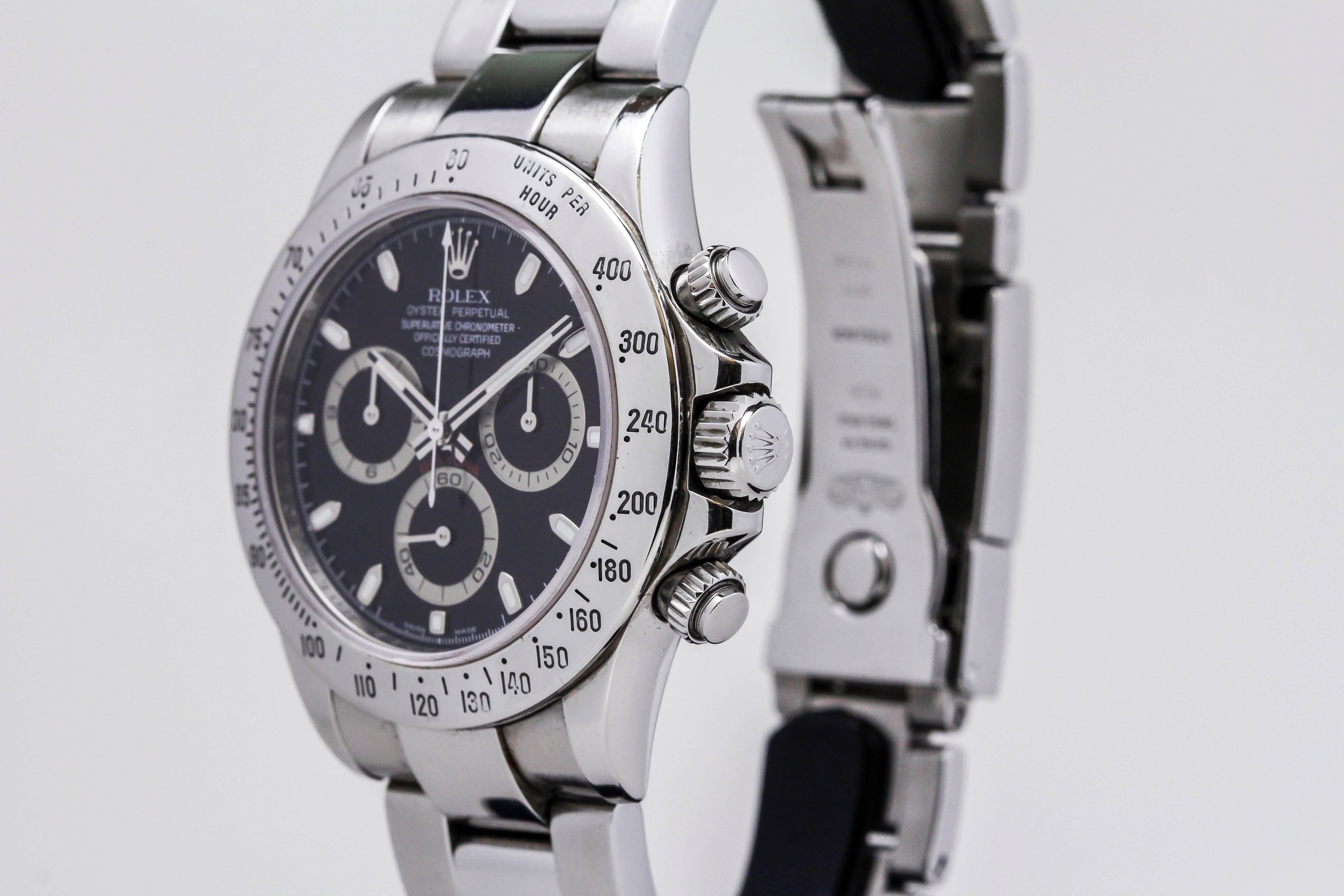 Rolex Stainless Steel Daytona Black Dial Automatic Wristwatch Ref 116520 4
