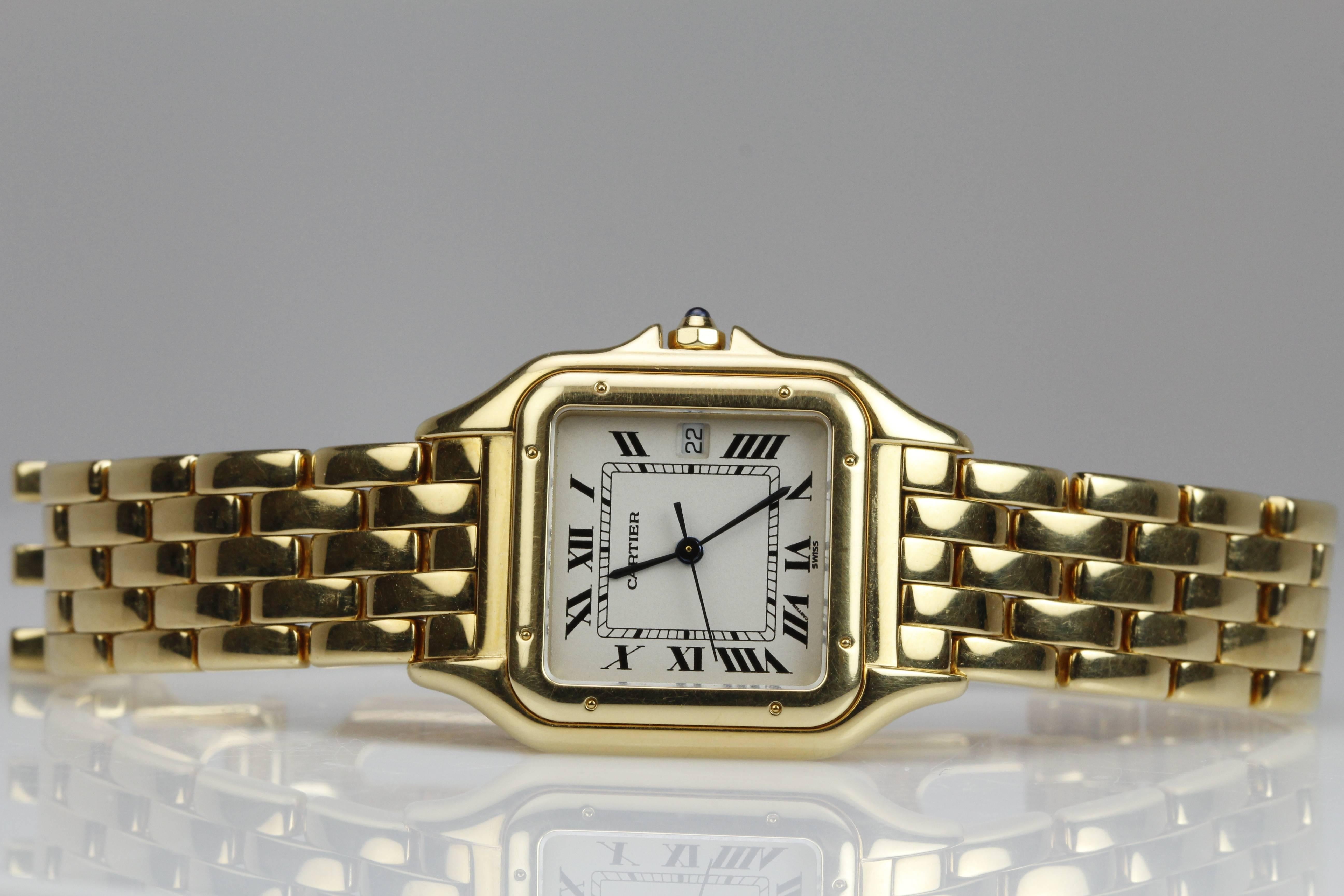 Women's or Men's Cartier Yellow Gold Panthere Quartz Wristwatch
