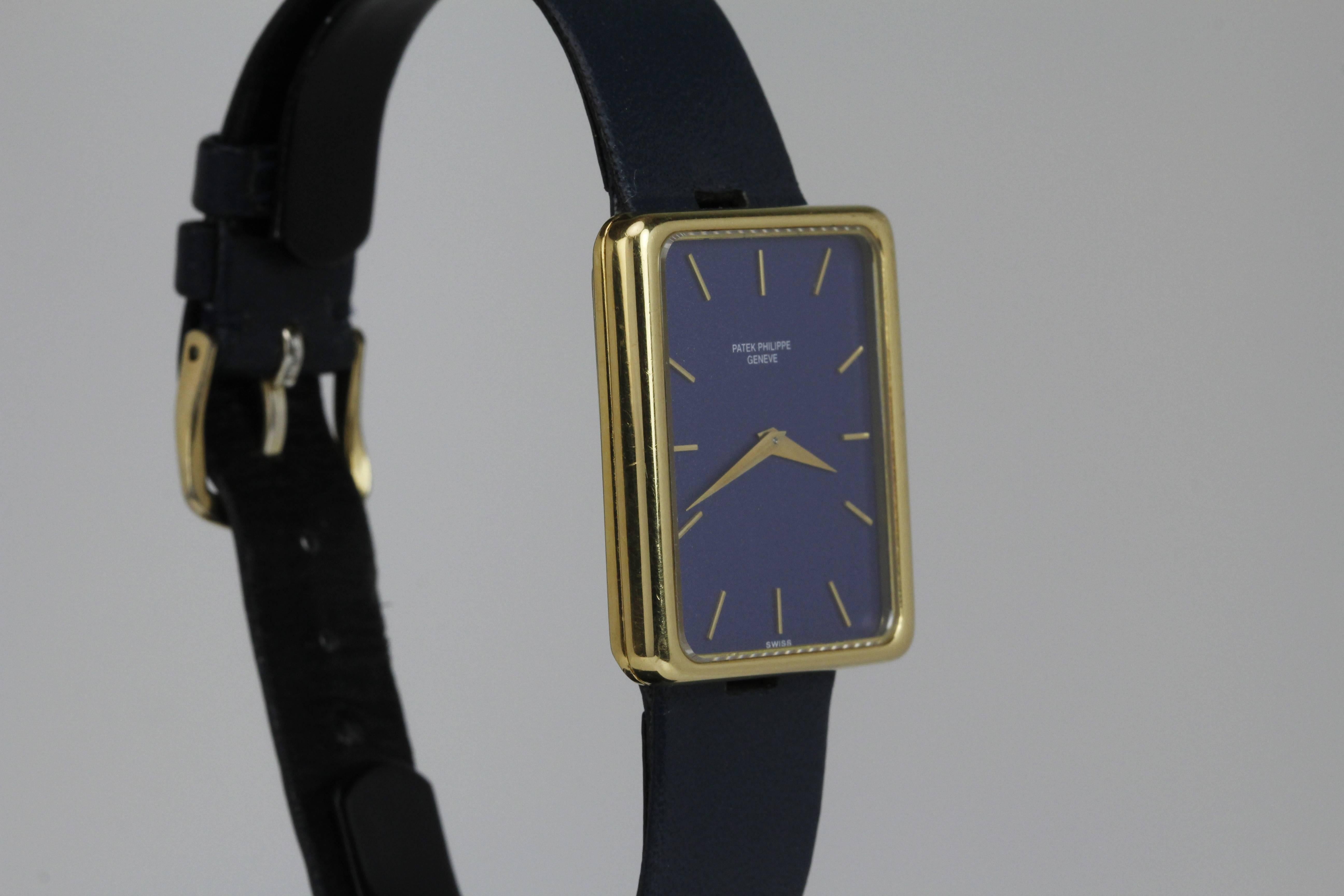 Patek Philippe Yellow Gold Blue Lego Block Manual Wristwatch Ref 3599 In Excellent Condition In Miami Beach, FL