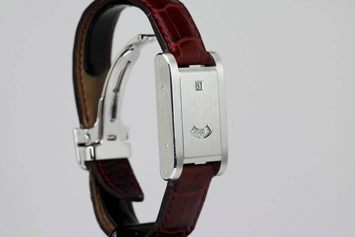 Men's Cartier Platinum Tank A Guichet Jump Hour Limited Edition Wristwatch