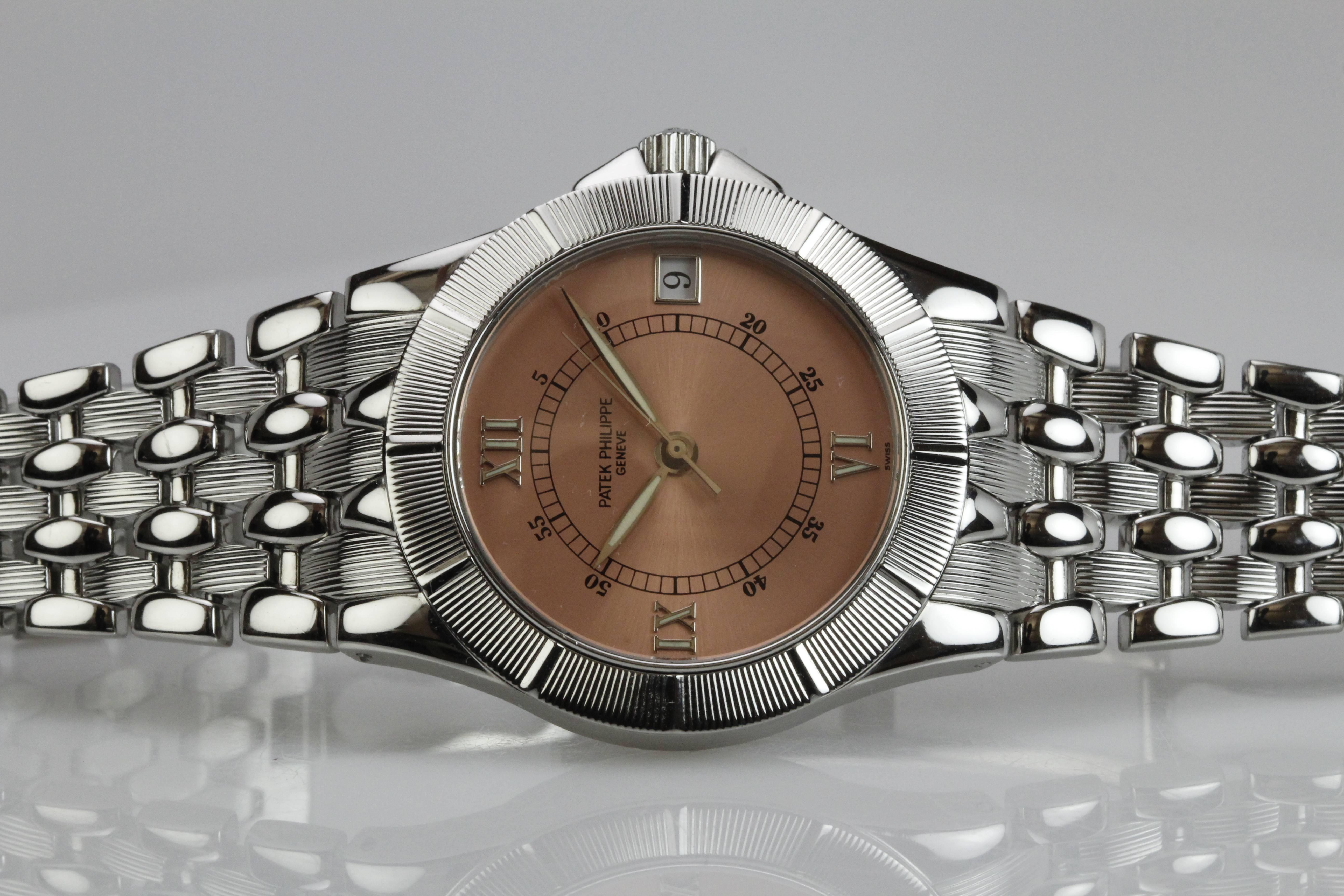 Patek Philippe Stainless Steel Neptune Salmon Dial Wristwatch Ref 5080/1 2
