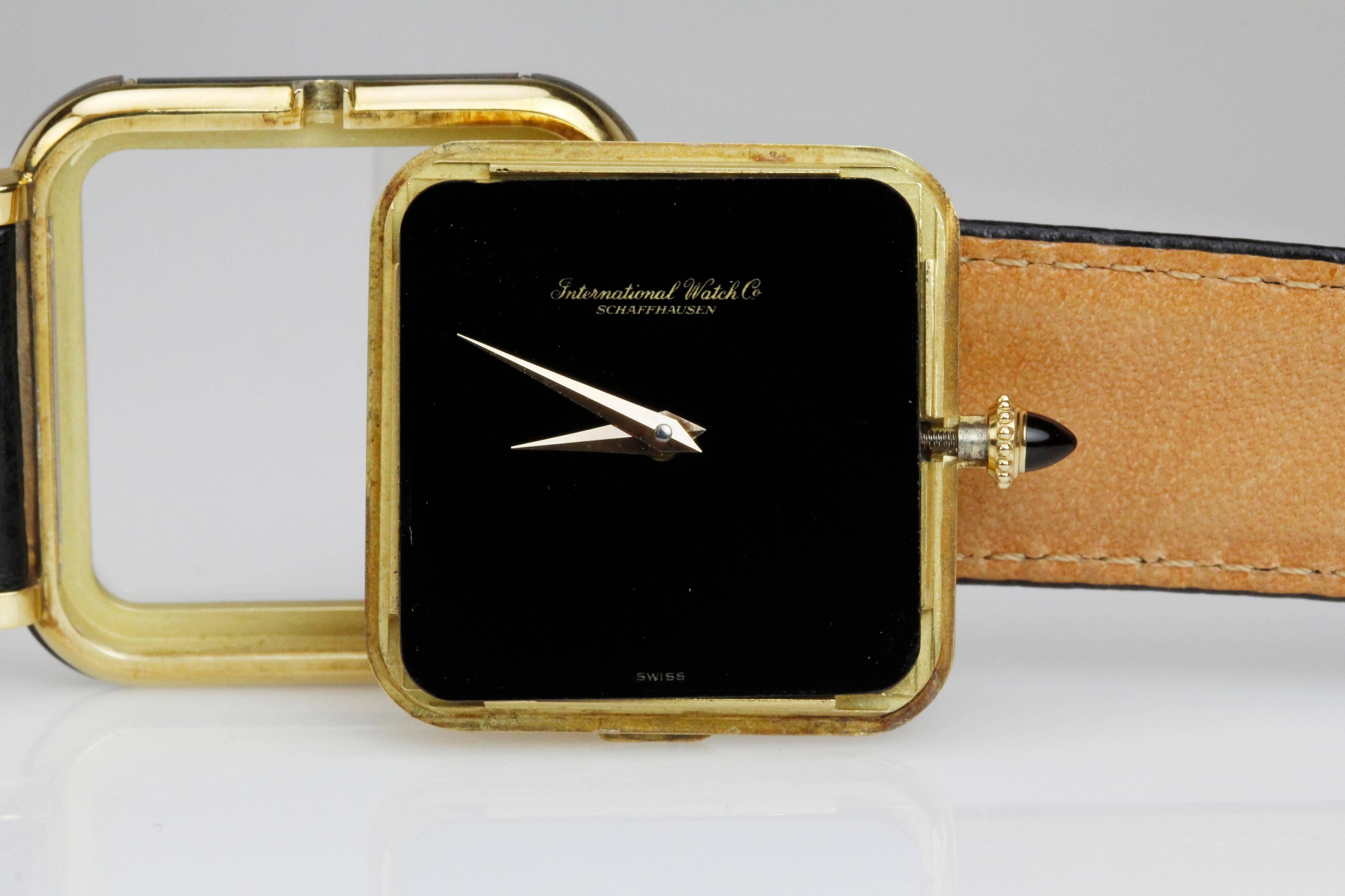 IWC Yellow Gold Diamond Onyx Coral  Manual Wind Wristwatch 2