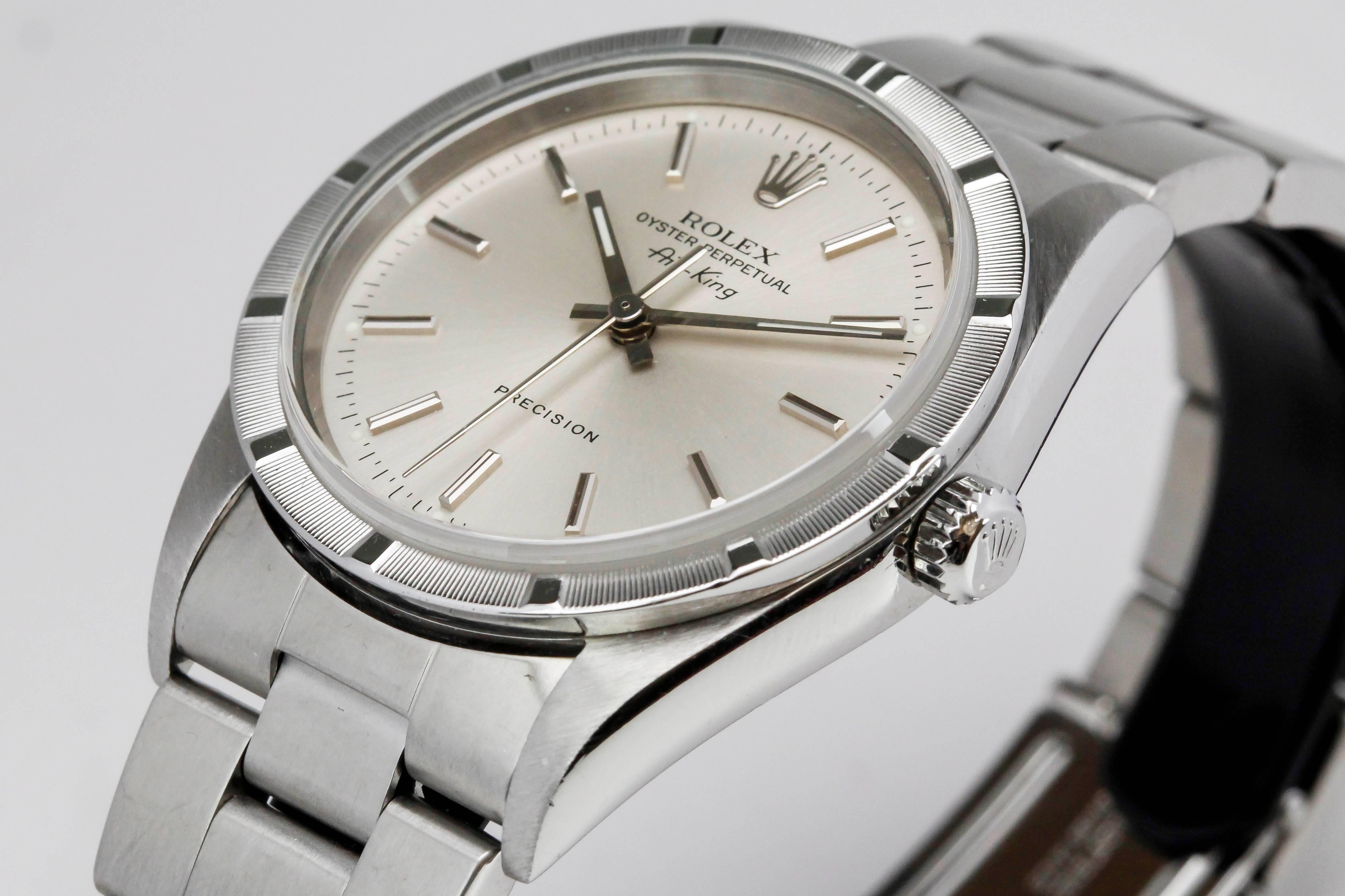 rolex air king engine turned bezel