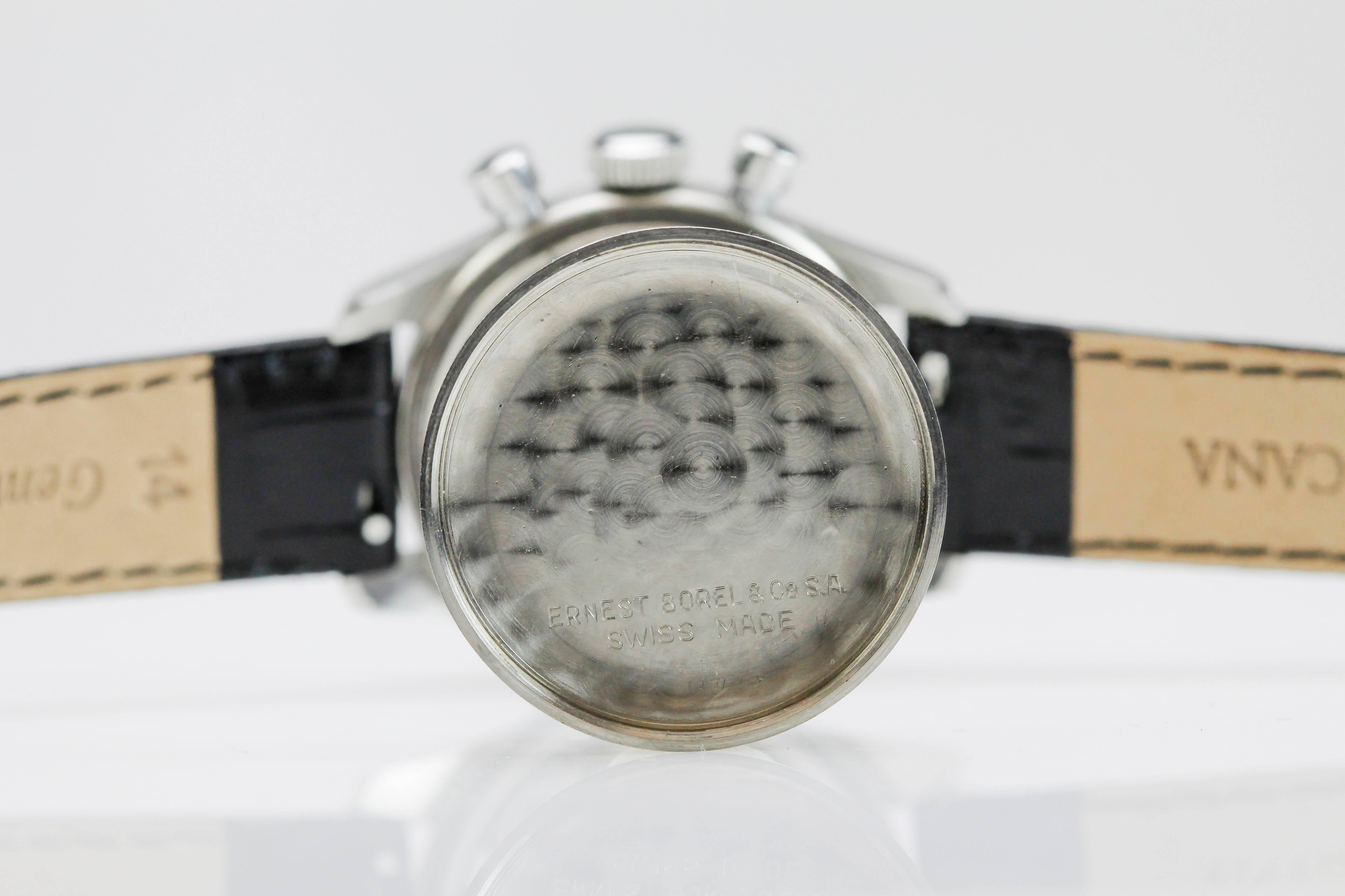 Ernest Borel, petite montre-bracelet chronographe à remontage manuel en acier inoxydable Réf. 707007 2