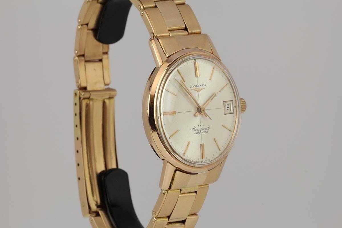 Longines Ladies Rose Gold Conquest Calendar Manual Wind Wristwatch, circa 1967 2