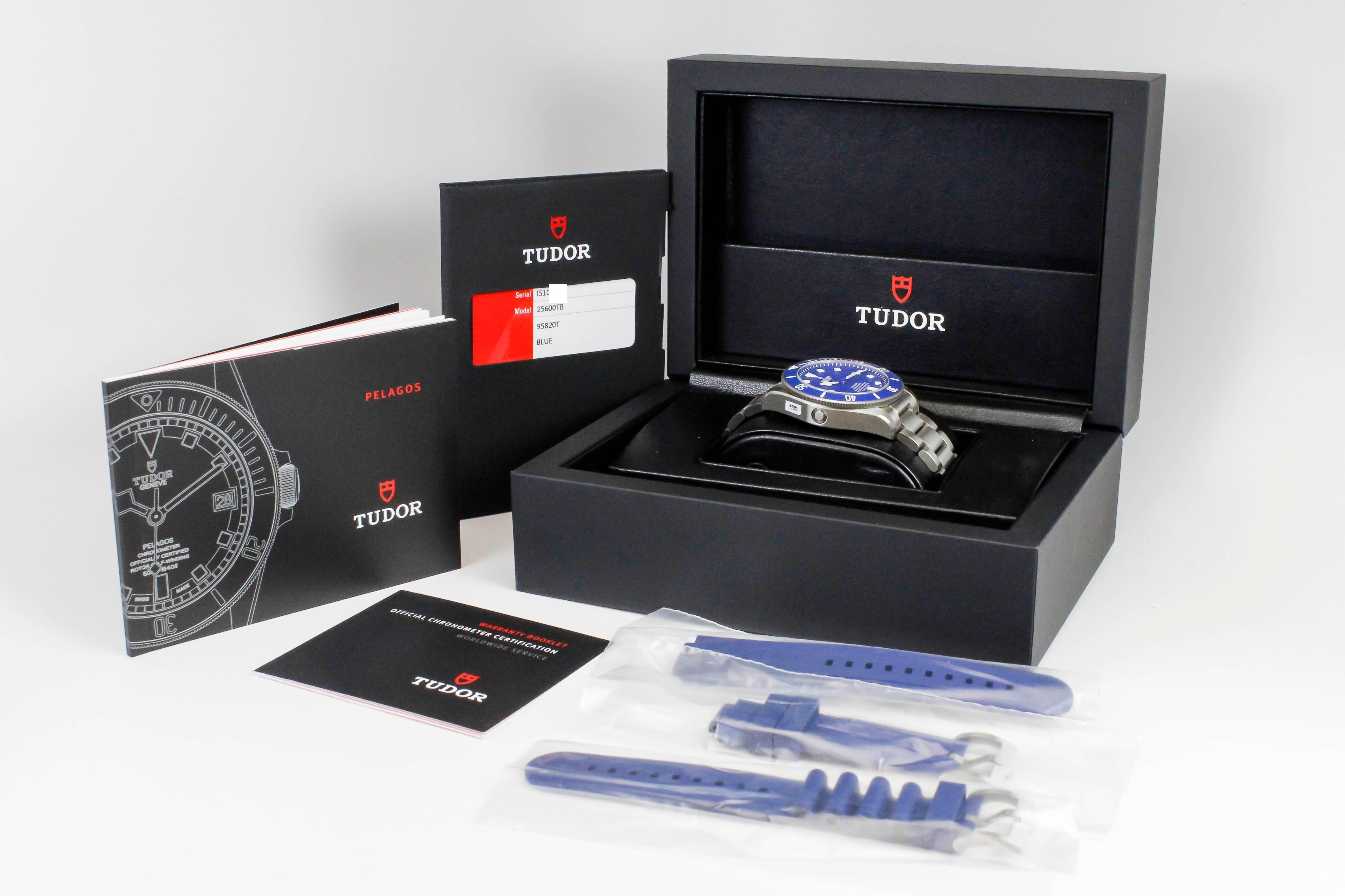 Men's Tudor Titanium Pelagos Blue Dive Automatic Wristwatch Ref 25600TB 