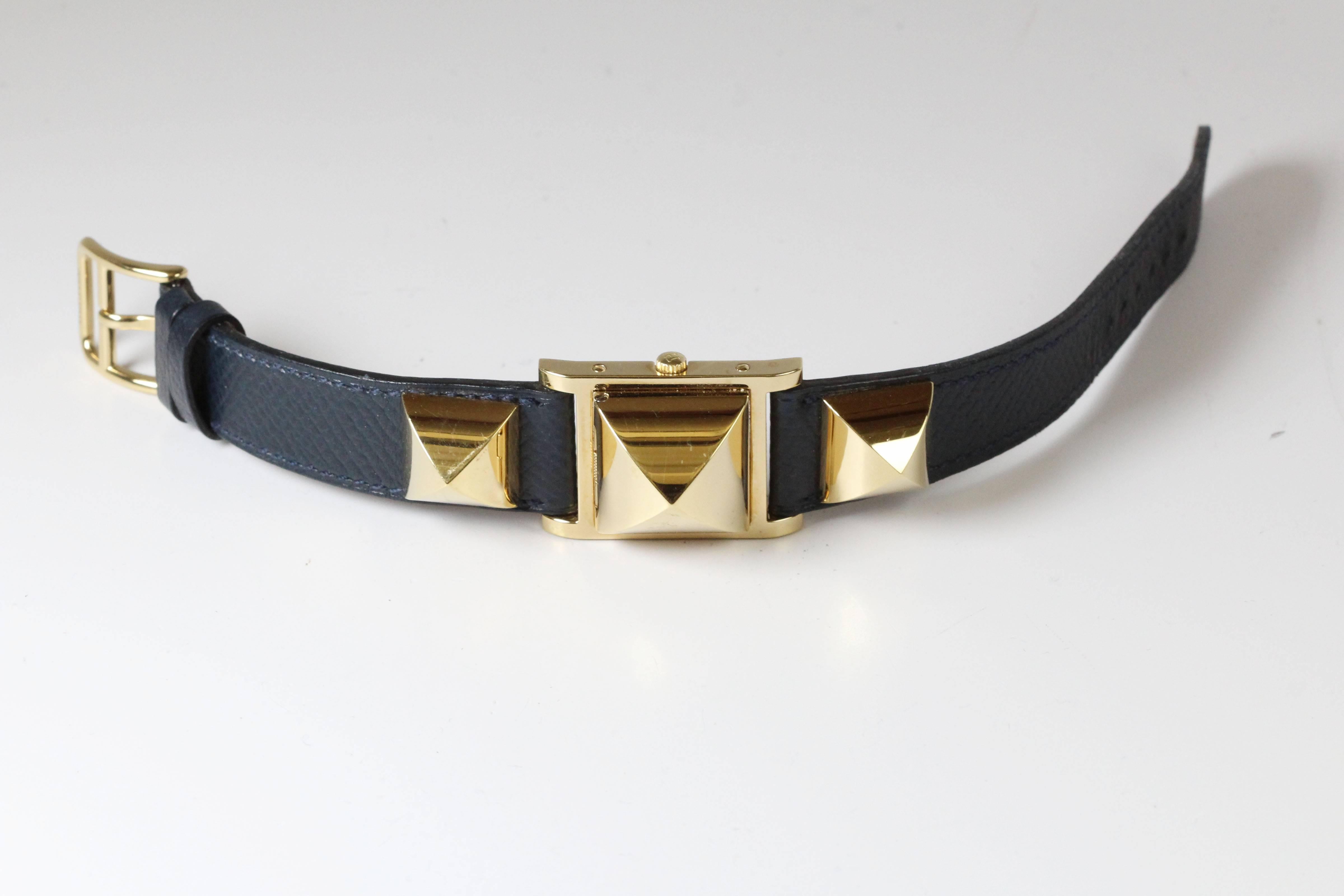 Hermes Gold-Plated Medor Quartz Wristwatch Ref ME1.201, circa 2007 6