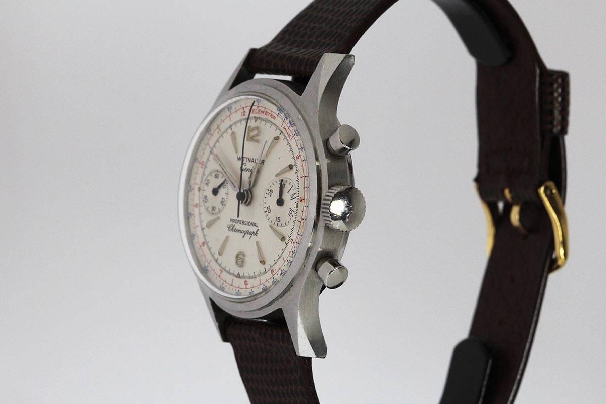 This is an elegant Wittnauer  Geneve Professional two-register chronograph reference 3256 from the 1960's.