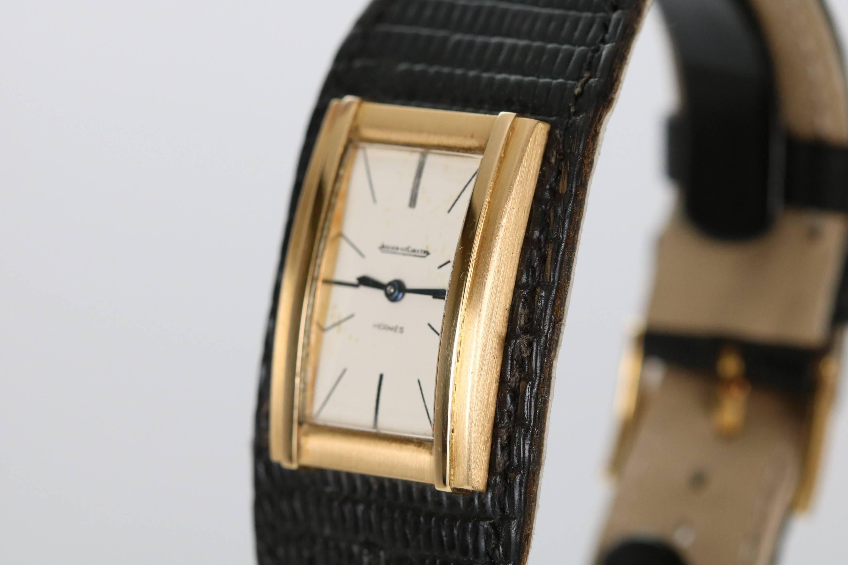 Jaeger LeCoultre for Hermes Yellow Gold Vintage Manual Wind Wristwatch 2