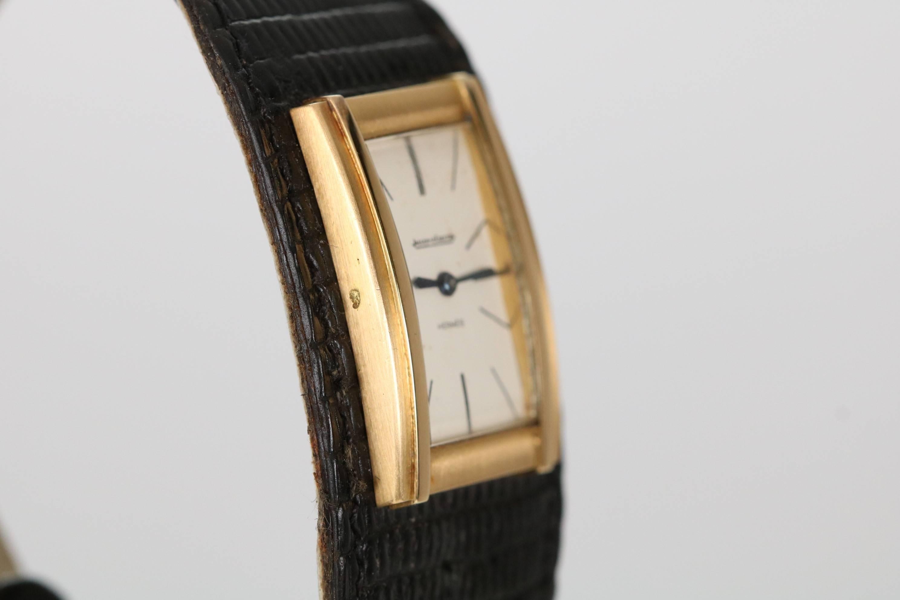Jaeger LeCoultre for Hermes Yellow Gold Vintage Manual Wind Wristwatch 3
