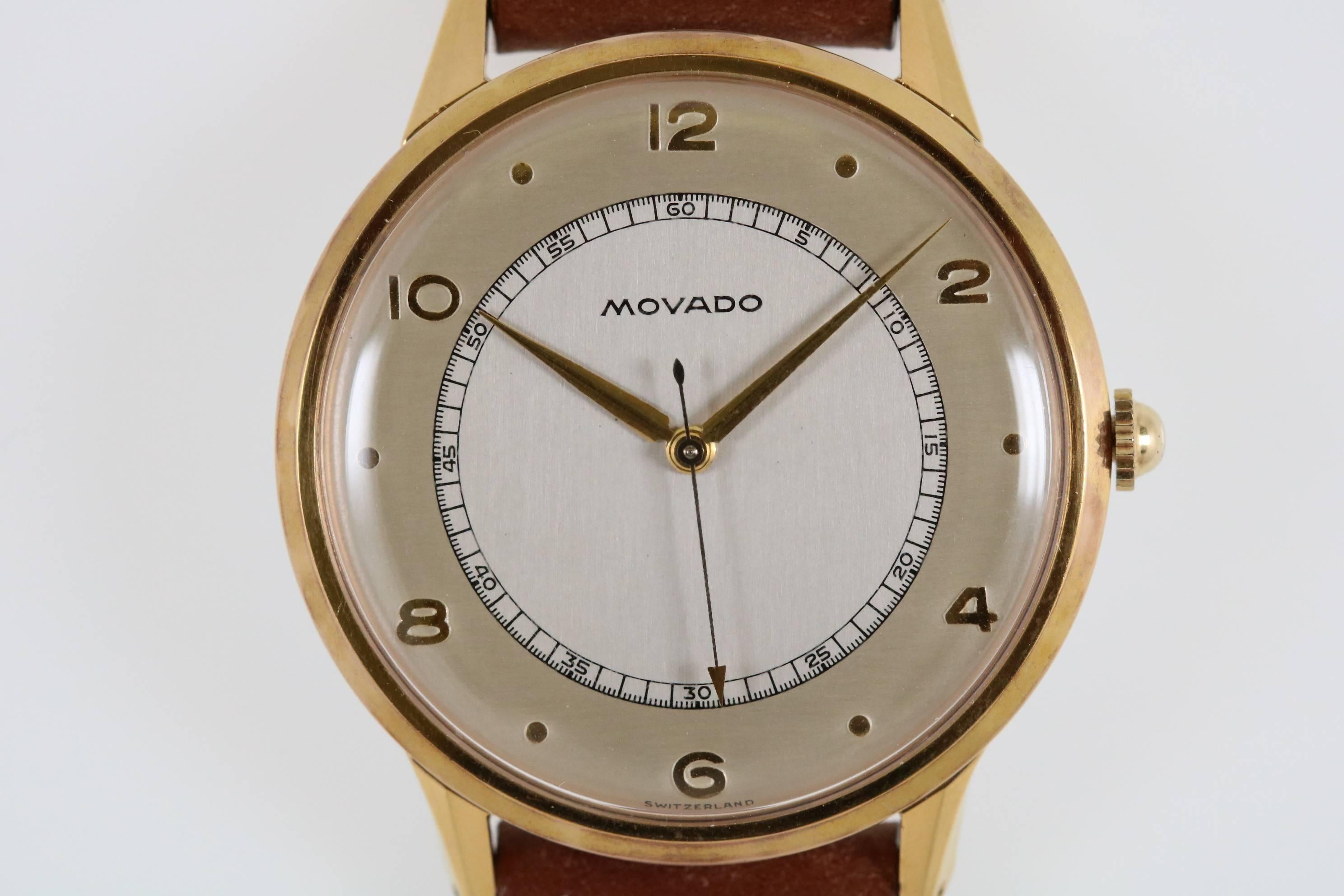 Movado Yellow Gold Plated Stainless Steel Manual Wind Dress Wristwatch 3