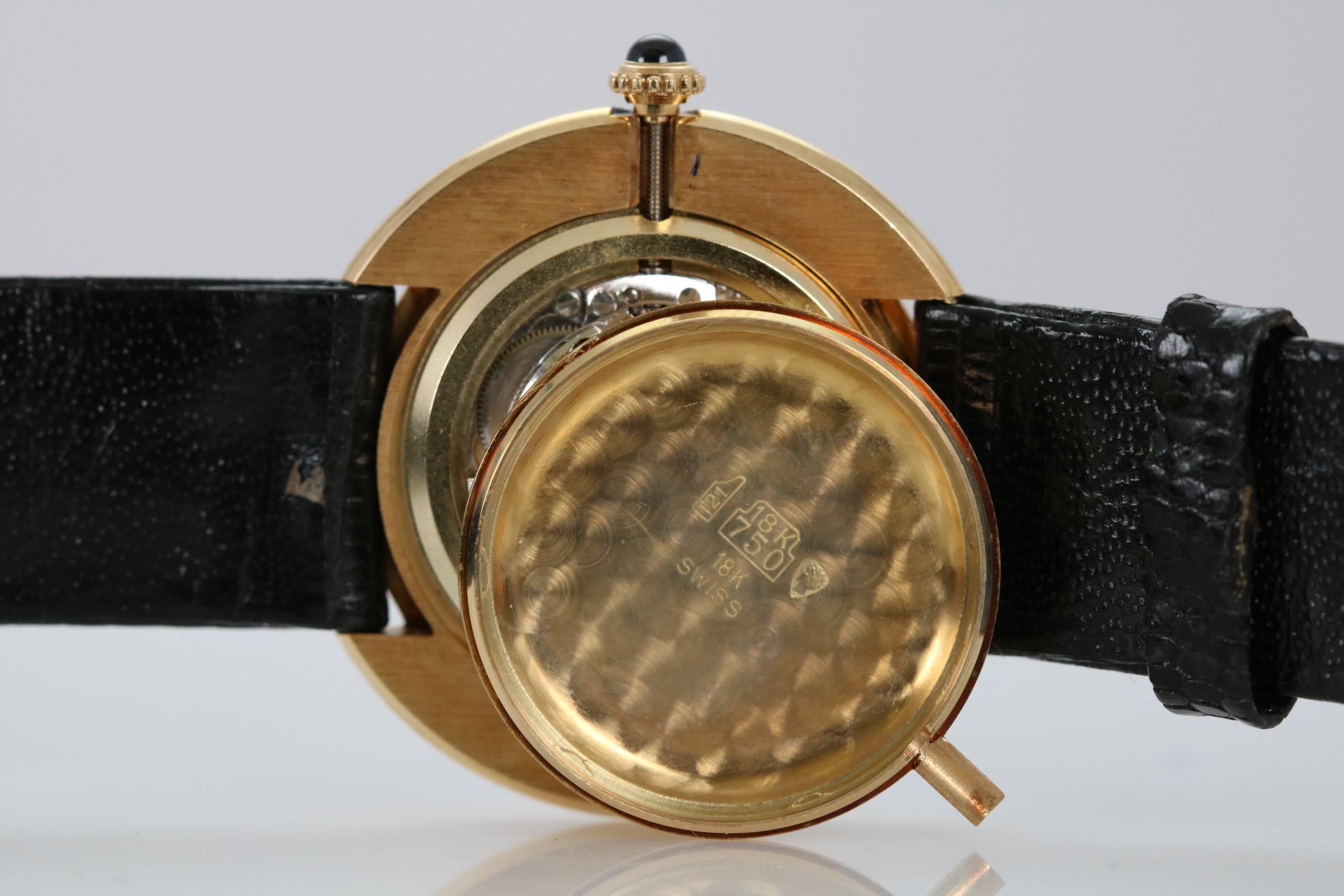 Cartier Yellow Gold Oval Automatic Wristwatch In Excellent Condition In Miami Beach, FL