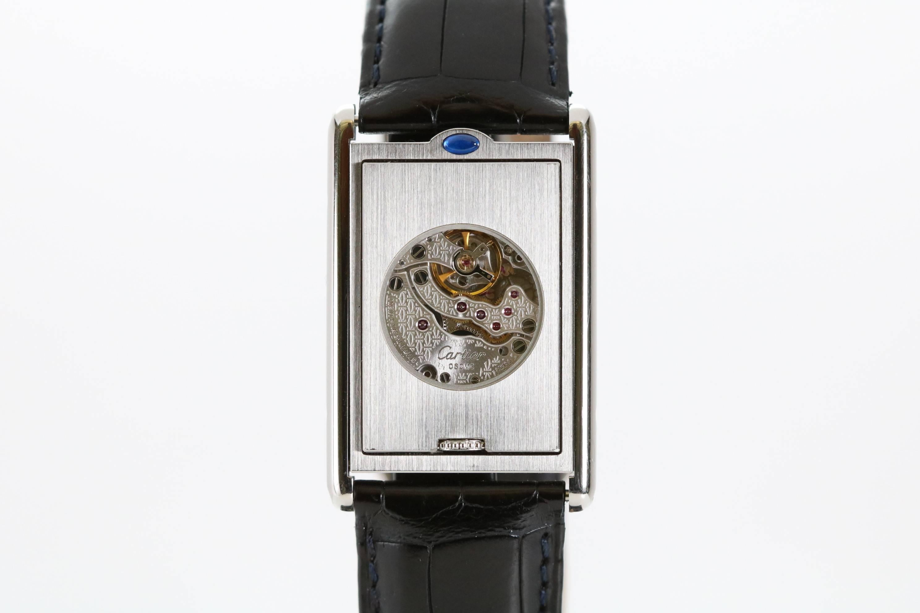 Men's Cartier Stainless Steel Tank Basculante Wristwatch Ref 2390 