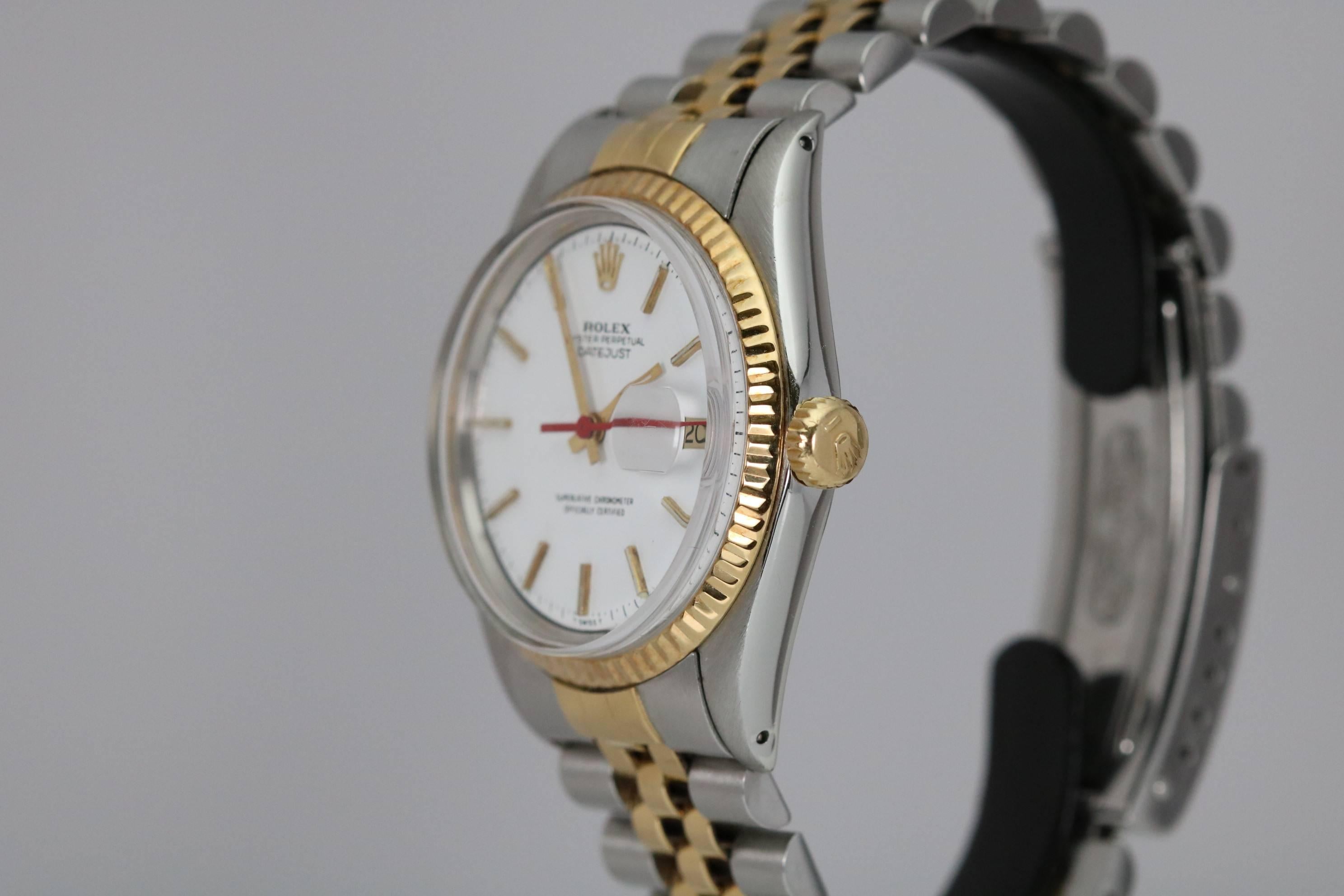 Rolex Yellow Gold Stainless Steel Datejust automatic wristwatch Ref 1601, c1977 In Excellent Condition In Miami Beach, FL