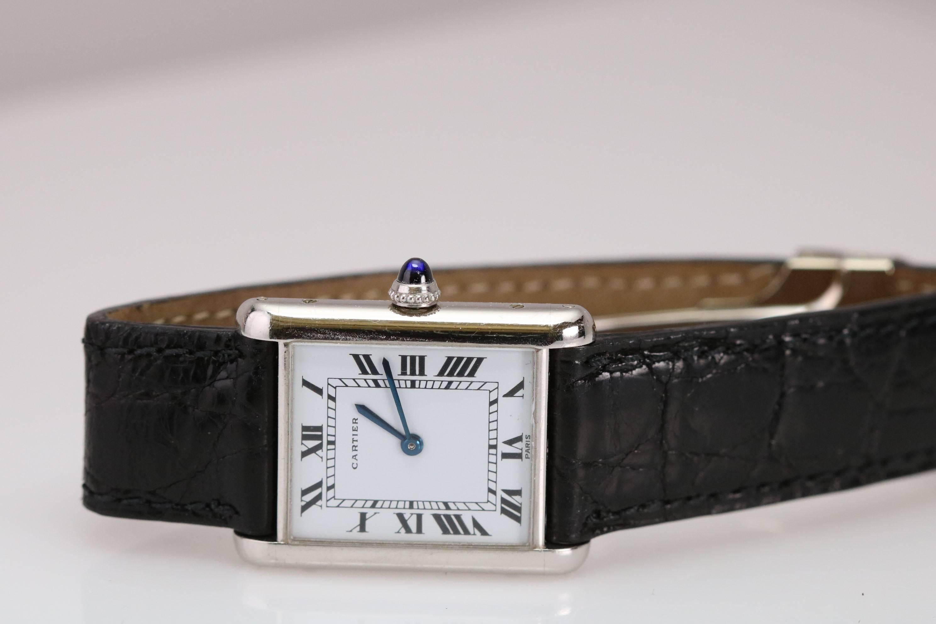 Cartier Platinum Tank Manual Wristwatch, circa 1970s at 1stDibs | 1970 ...