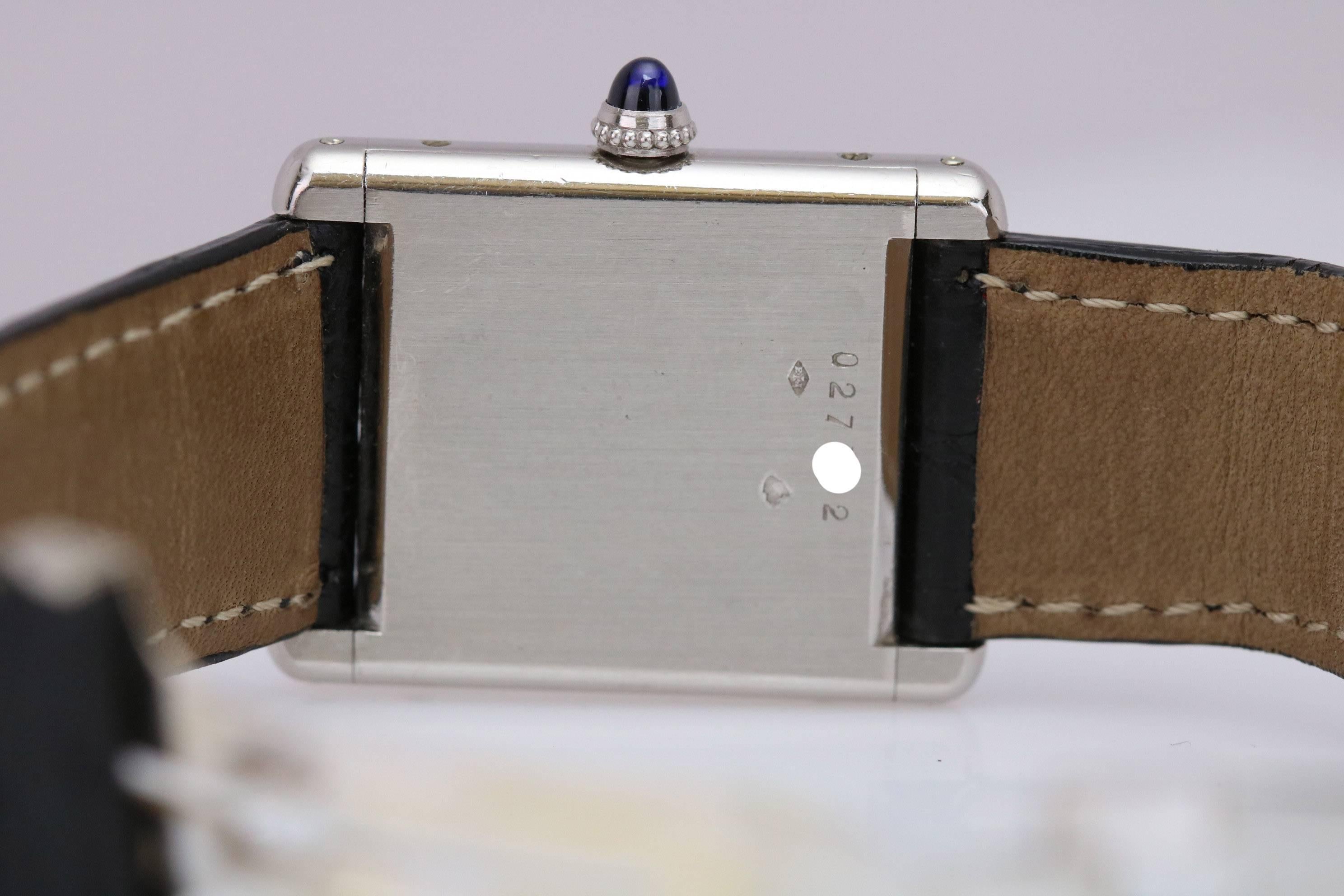 Men's Cartier Platinum Tank Manual Wristwatch, circa 1970s