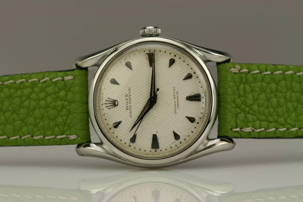 Rolex Stainless Steel Bombé Wristwatch Ref 5018, circa 1960s 2