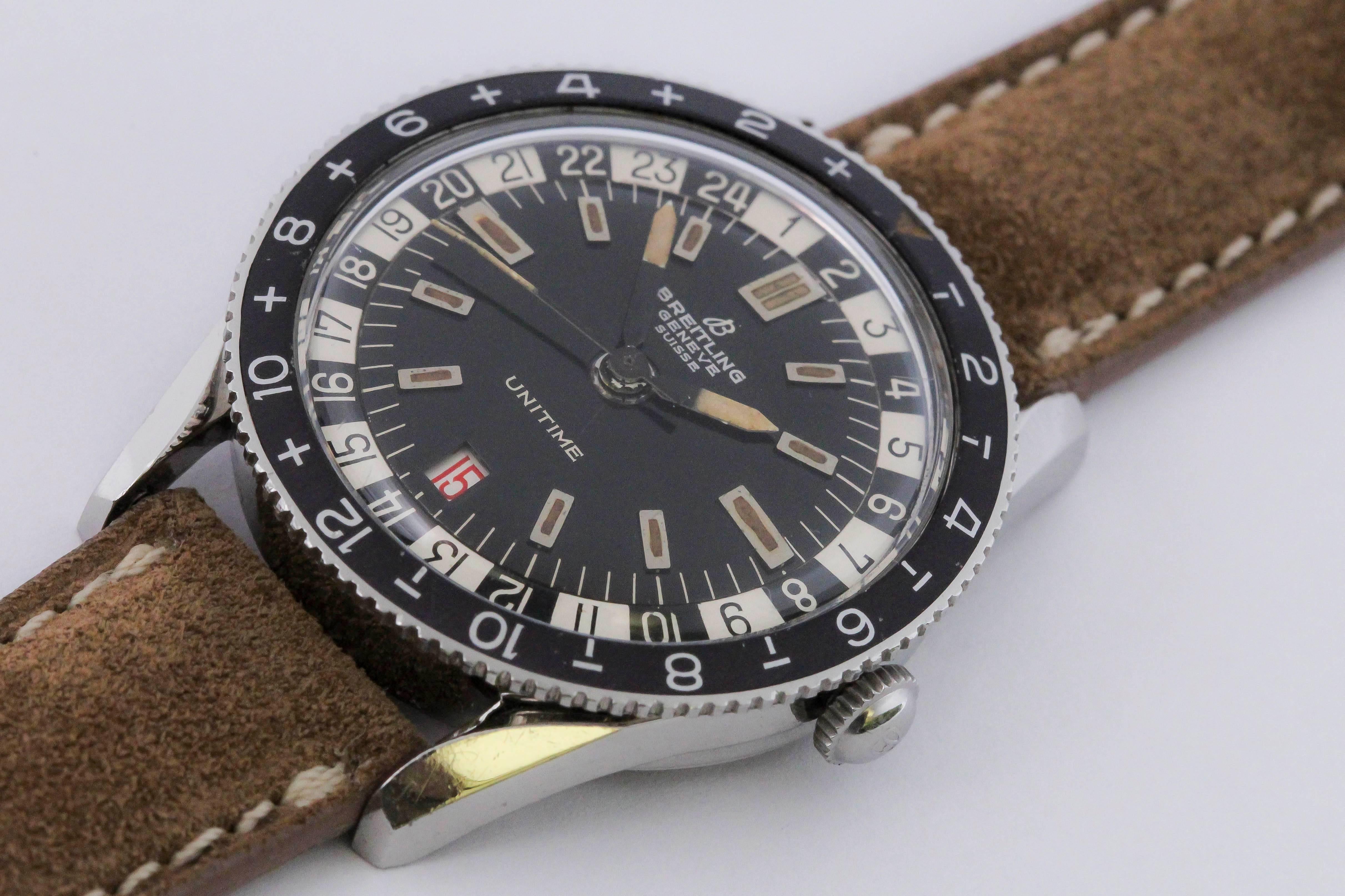 Breitling Stainless Steel Unitime Automatic Wristwatch, circa 1960s 4