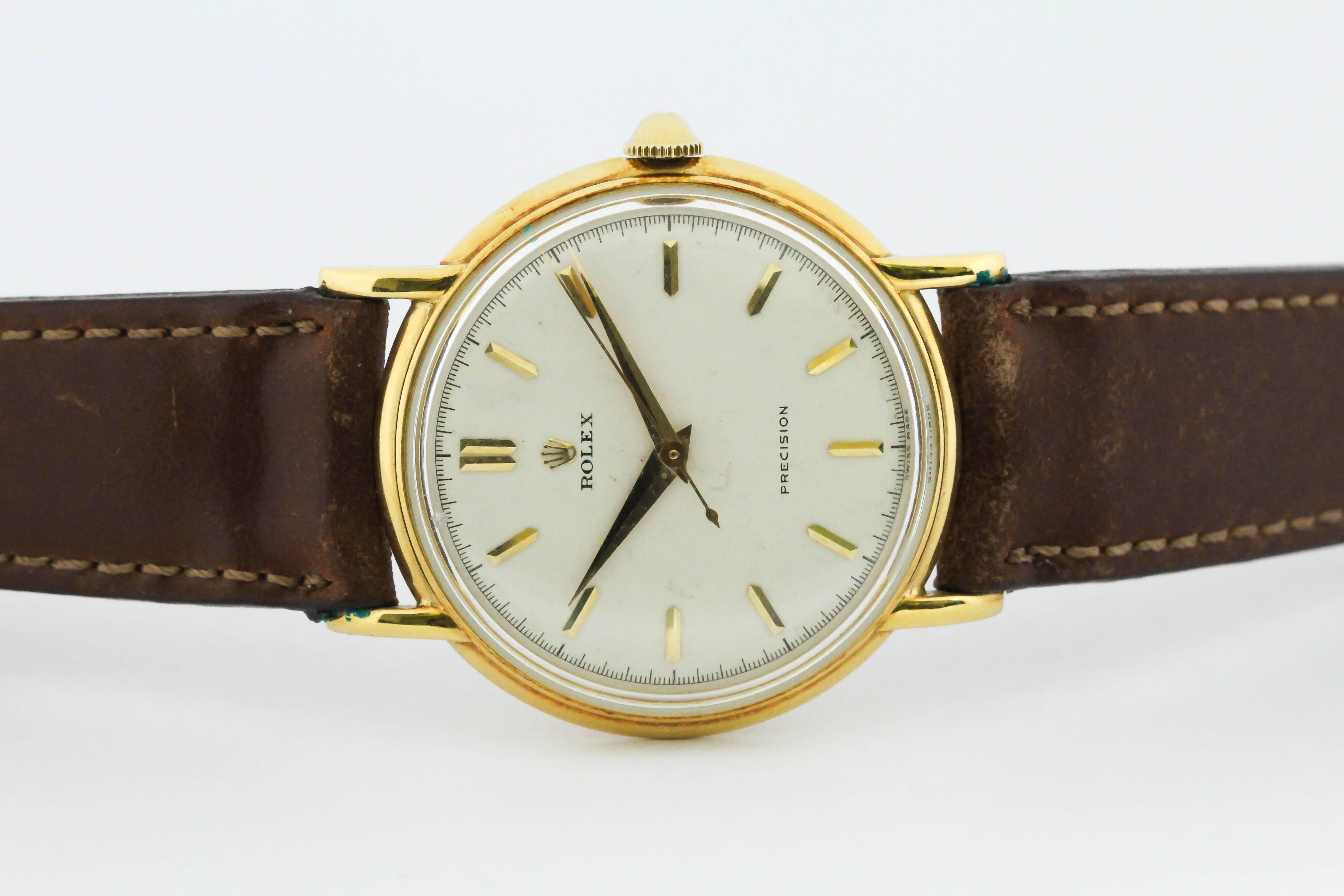Rolex Yellow Gold Precision Manual Wind Wristwatch Ref 4222, circa 1950s 1